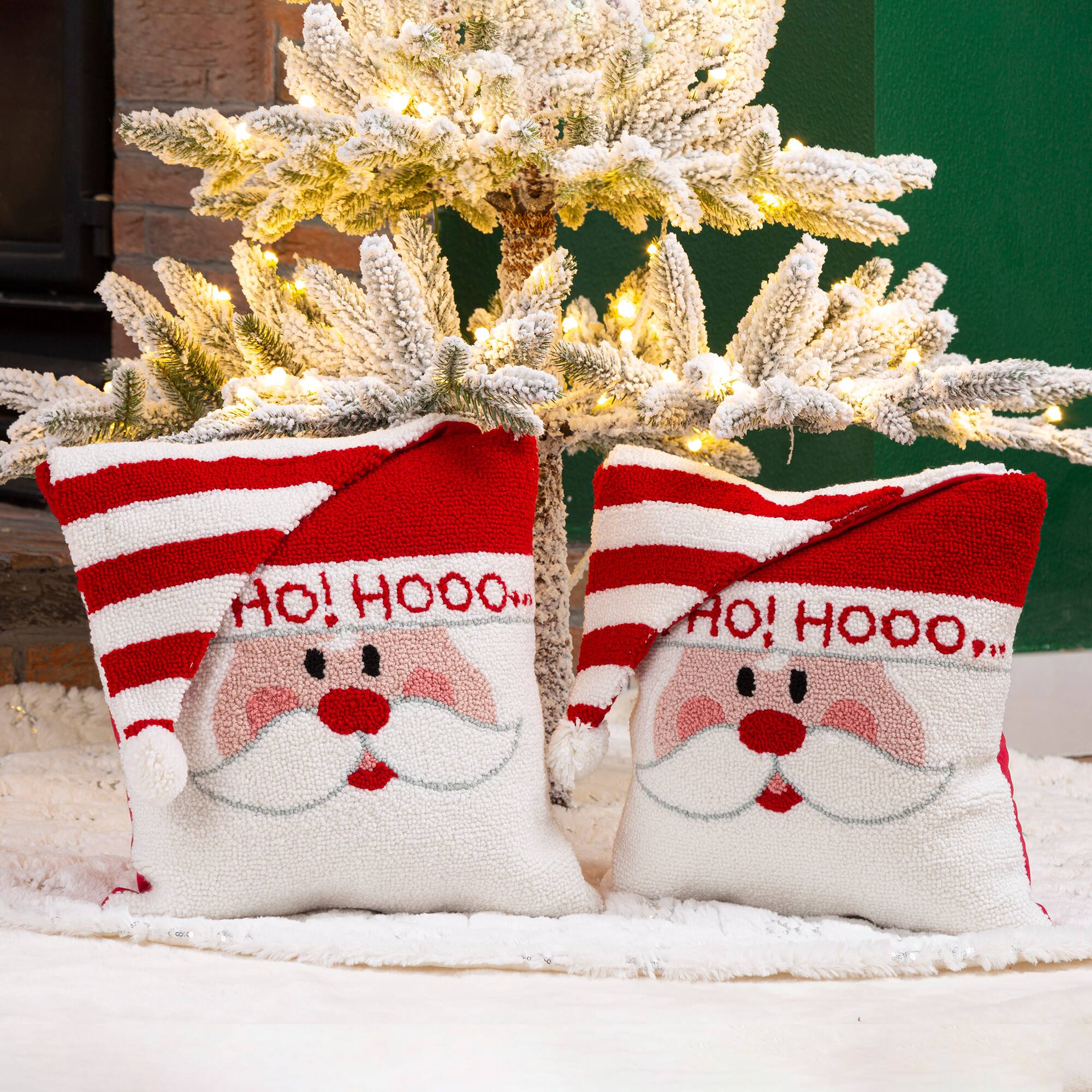 Glitzhome® Hooked 3D Santa Throw Pillow Set