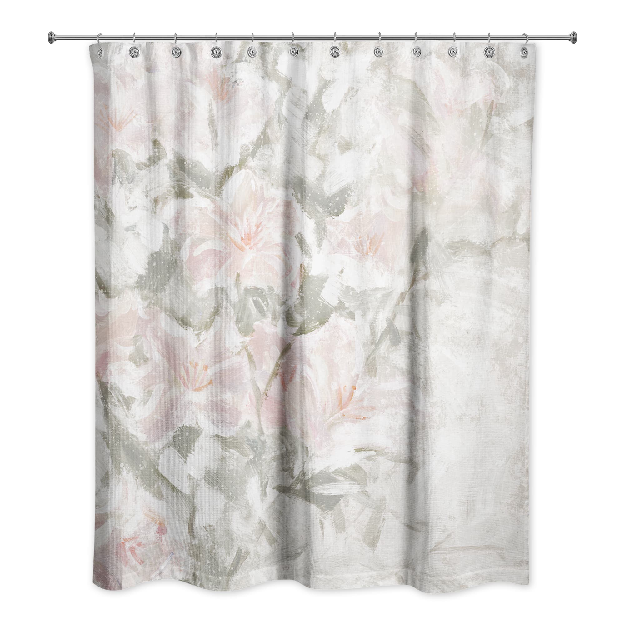 Soft Floral Abstract Blush and Sage 71" x 74" Shower Curtain