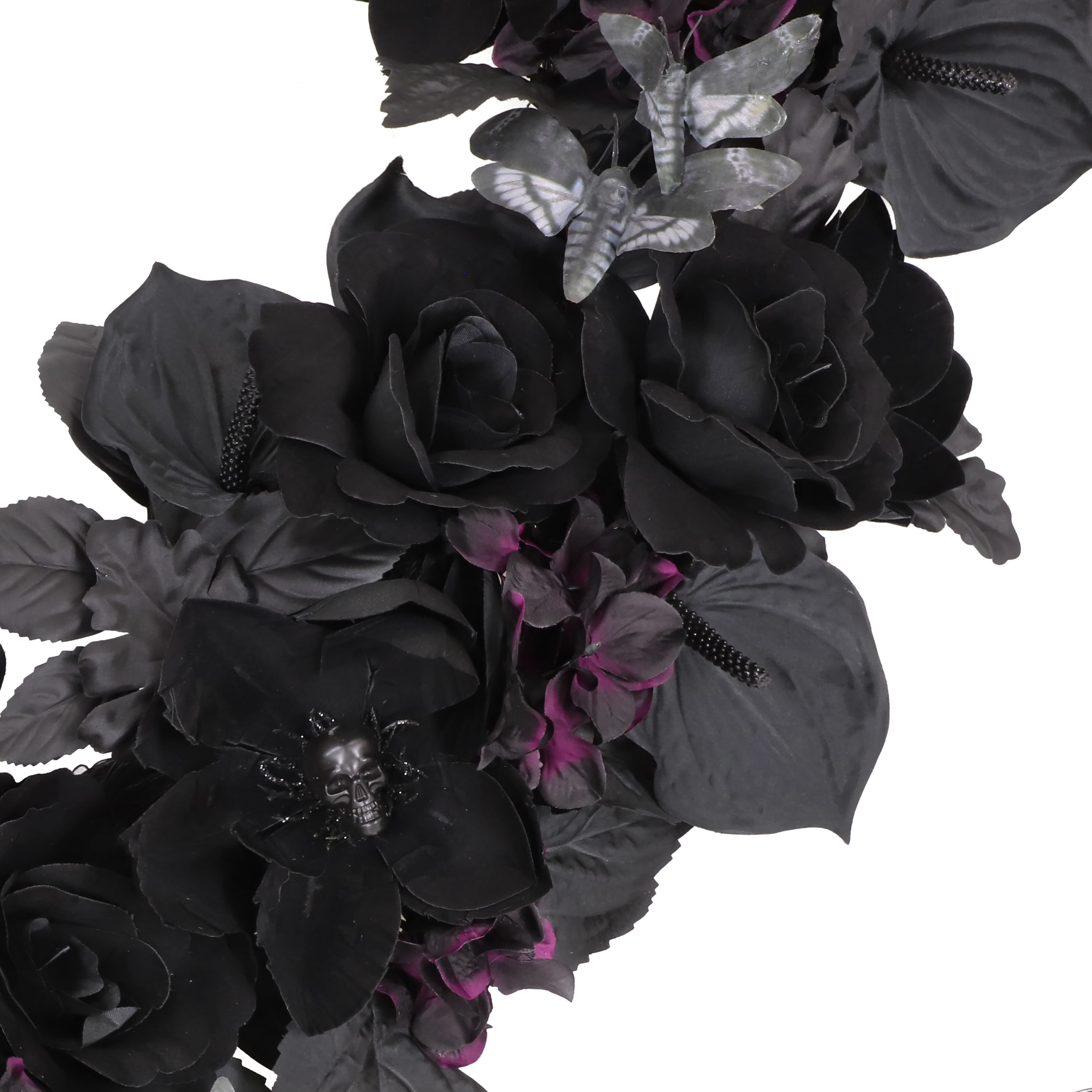 6ft. Black Rose, Skull Flower & Moth Garland by Ashland®