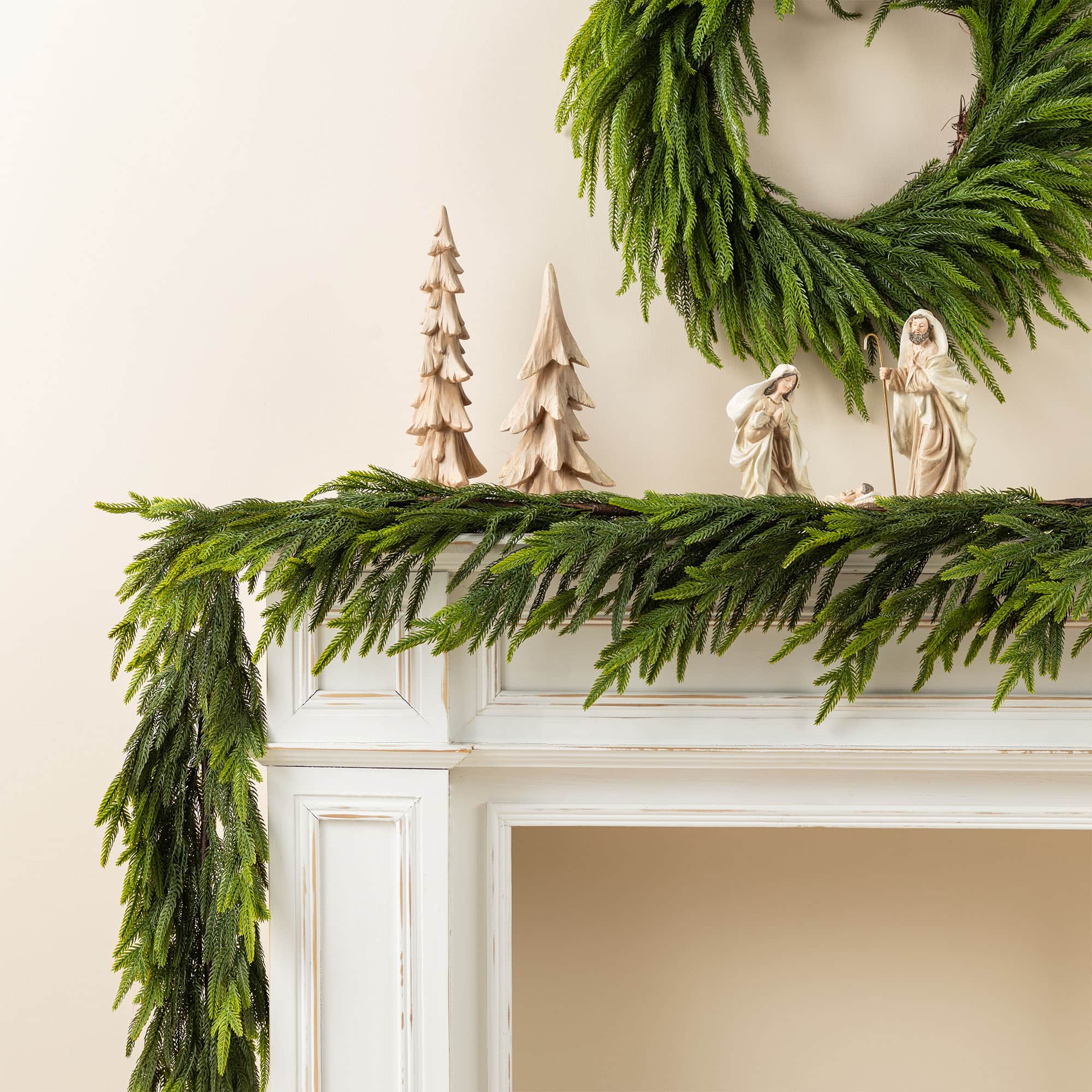 Glitzhome® 9ft. Christmas Greenery PE Dripping Garland, Set of 2