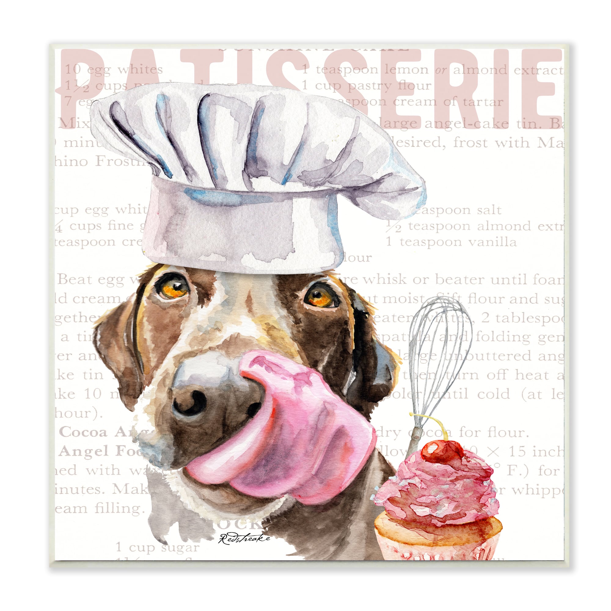 Stupell Industries Chocolate Labrador Dog Kitchen Bakery Pet Watercolor Painting, 12" x 12"