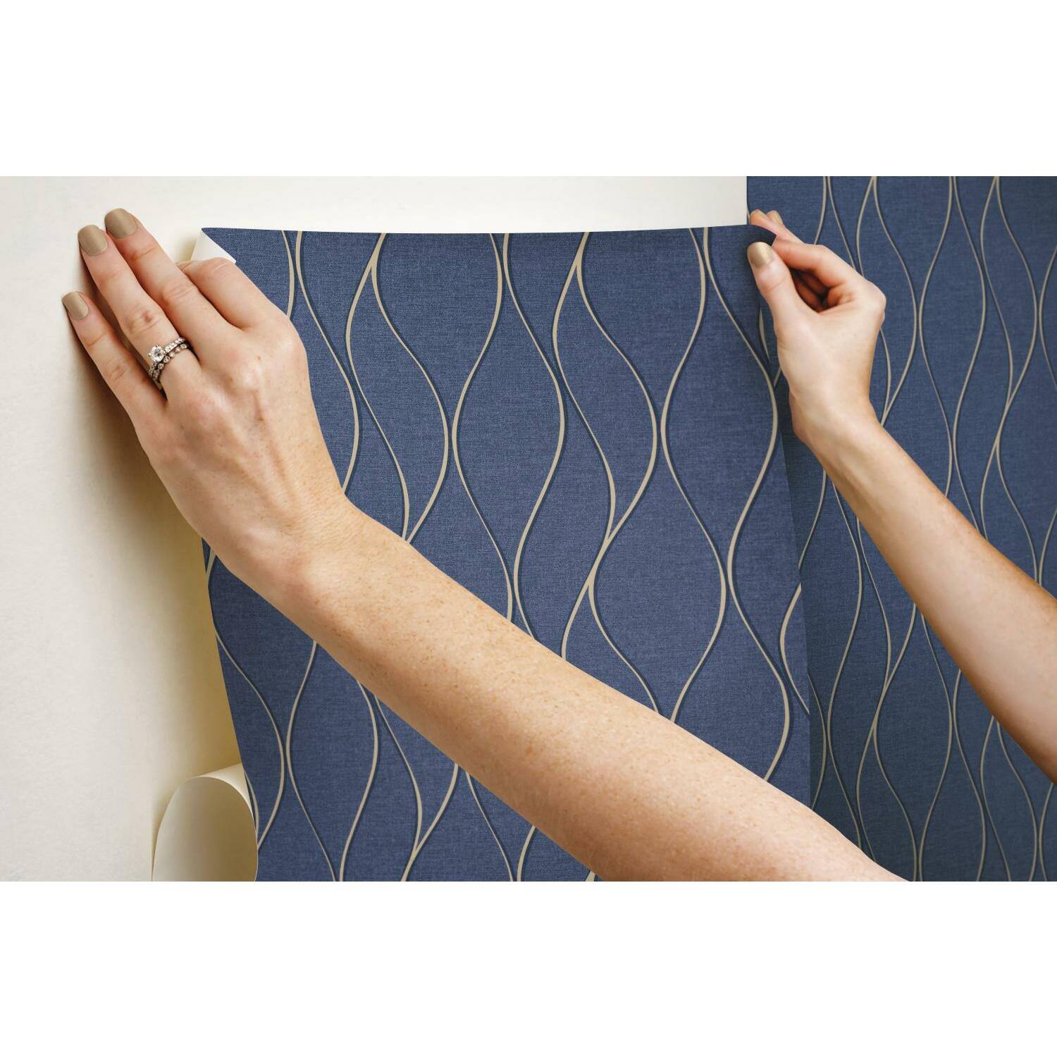 RoomMates Wave Ogee Peel & Stick Wallpaper