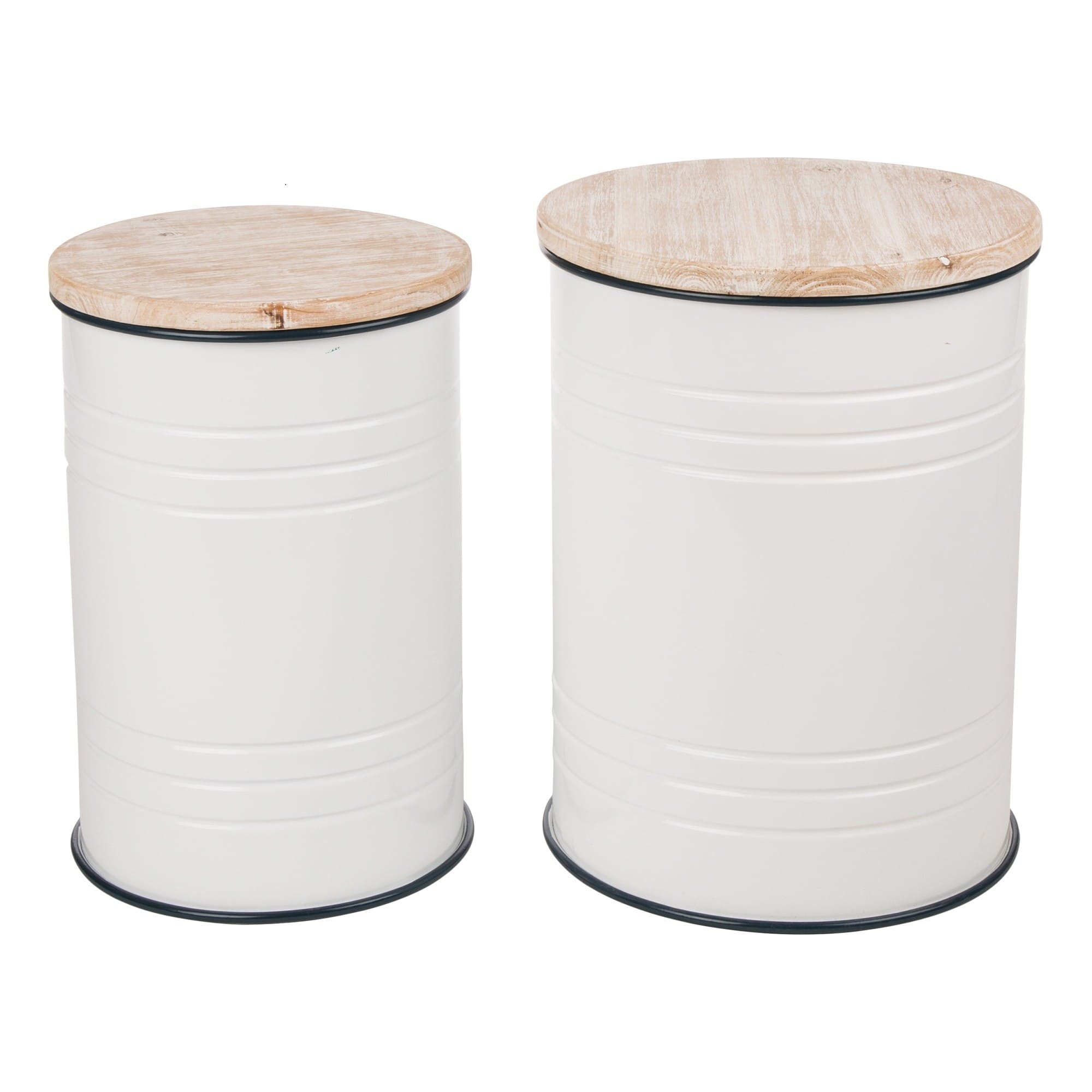 Glitzhome® Farmhouse Metal Enamel Storage Stool Set