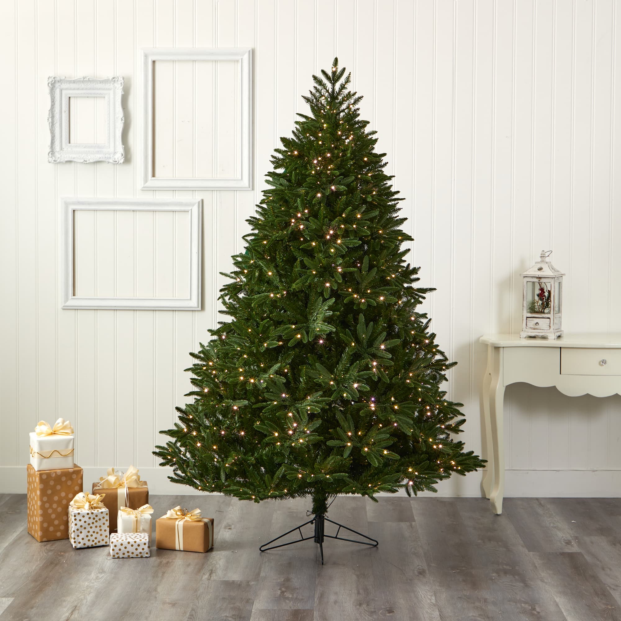 7ft. Pre-Lit Oregon Spruce Artificial Christmas Tree with Multifunction Warm White Microdot LED Lights with Instant Connect Technology