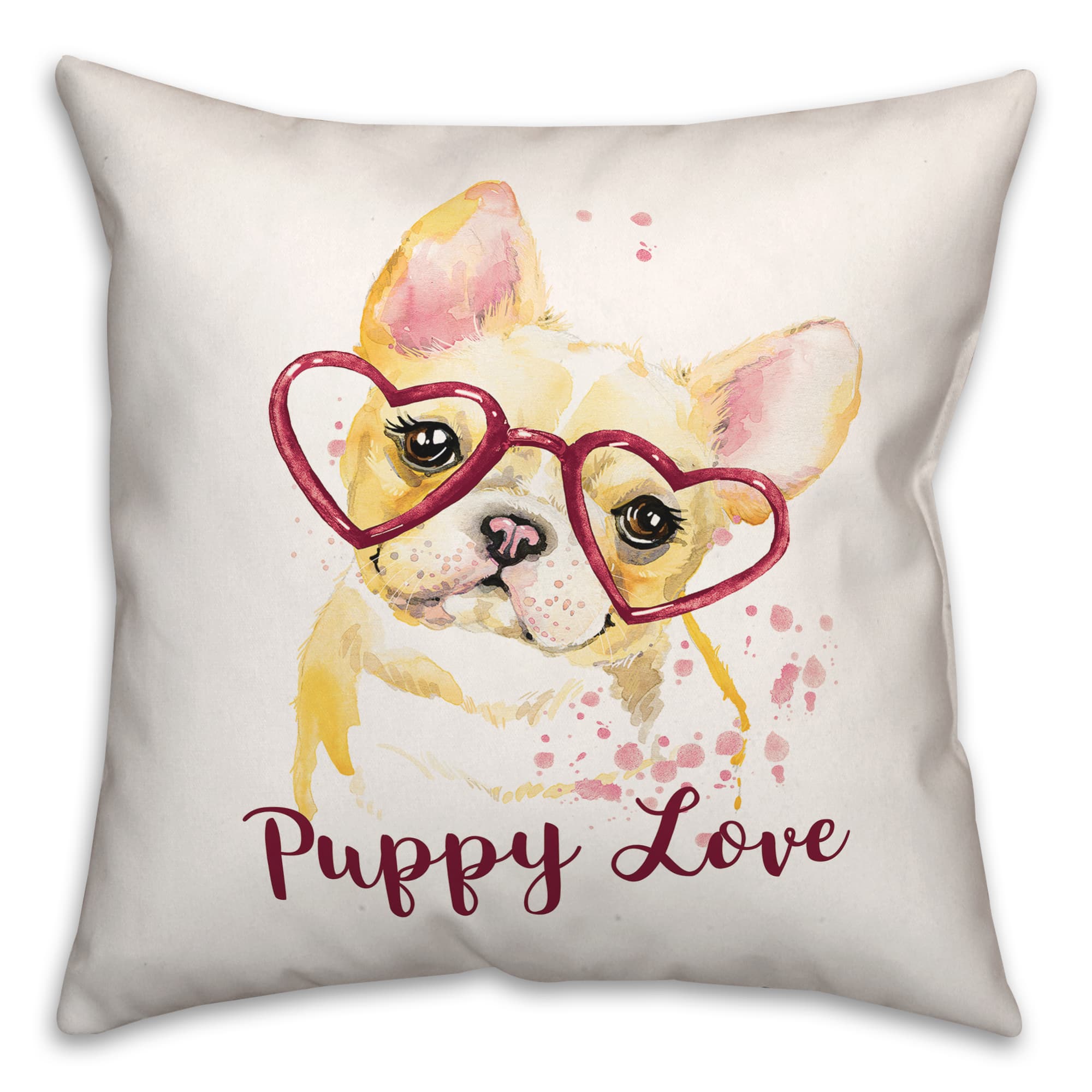Heart Glasses Puppy Love 16" x 16" Throw Pillow