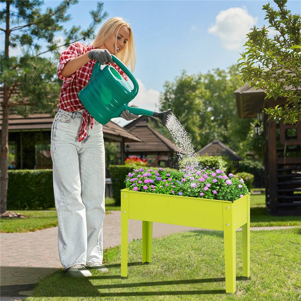 Costway 24" Metal Elevated Raised Garden Bed Planter with Legs & Drainage Hole