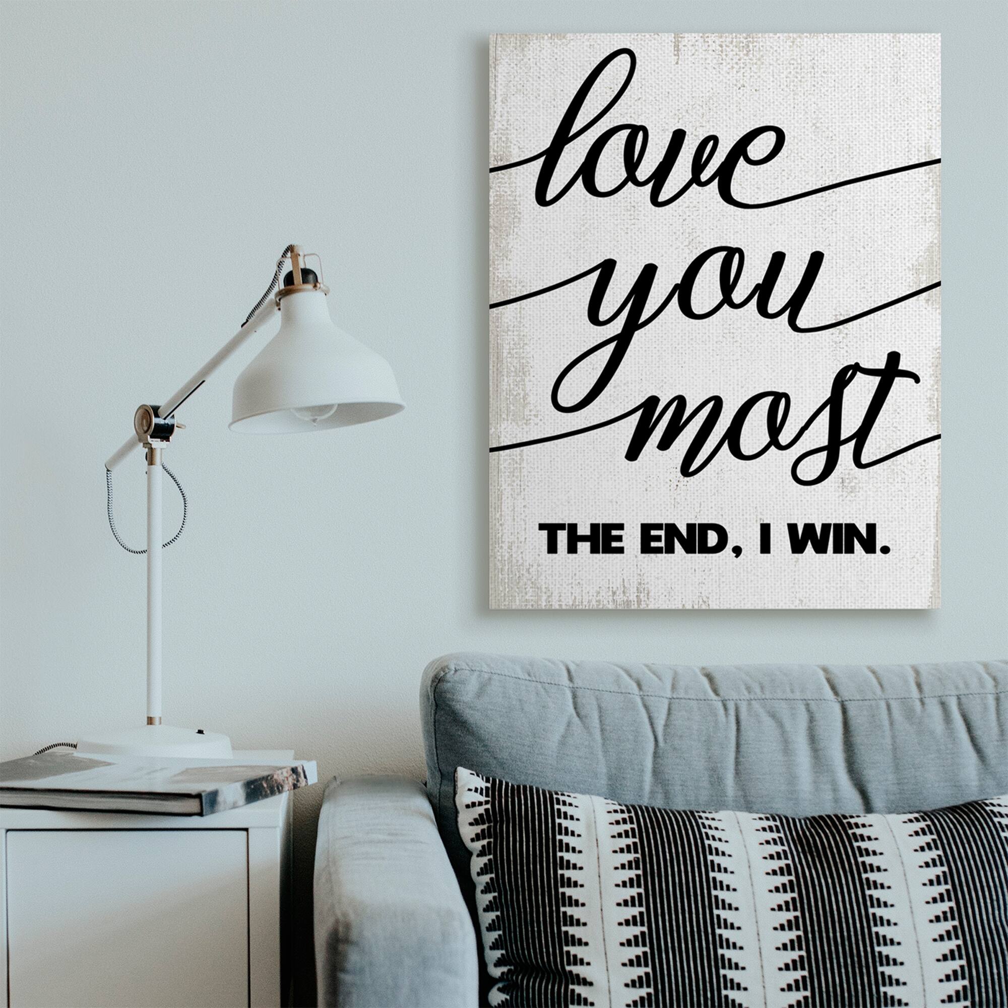 Stupell Industries Love You Most Romantic Rustic Word Design Canvas Wall Art