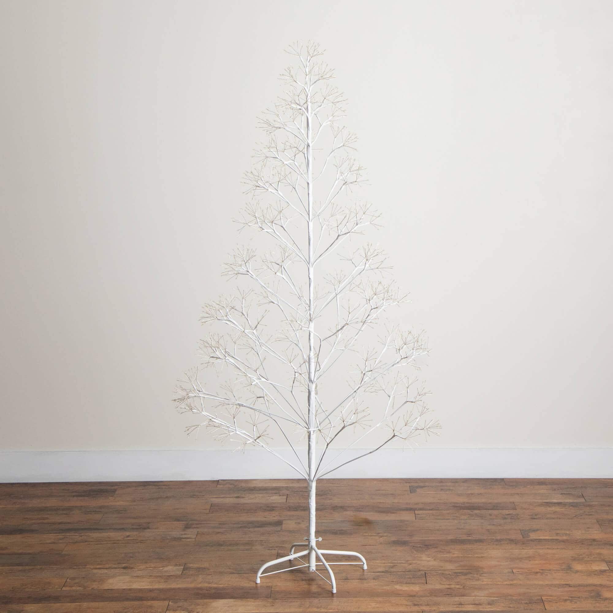 6ft. Pre-Lit Artificial White Starburst Tree, Fairy Warm White LED Lights