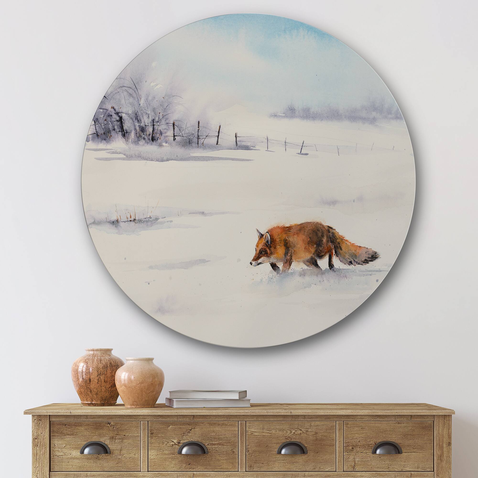 Designart - Red Fox Running In White Snow I