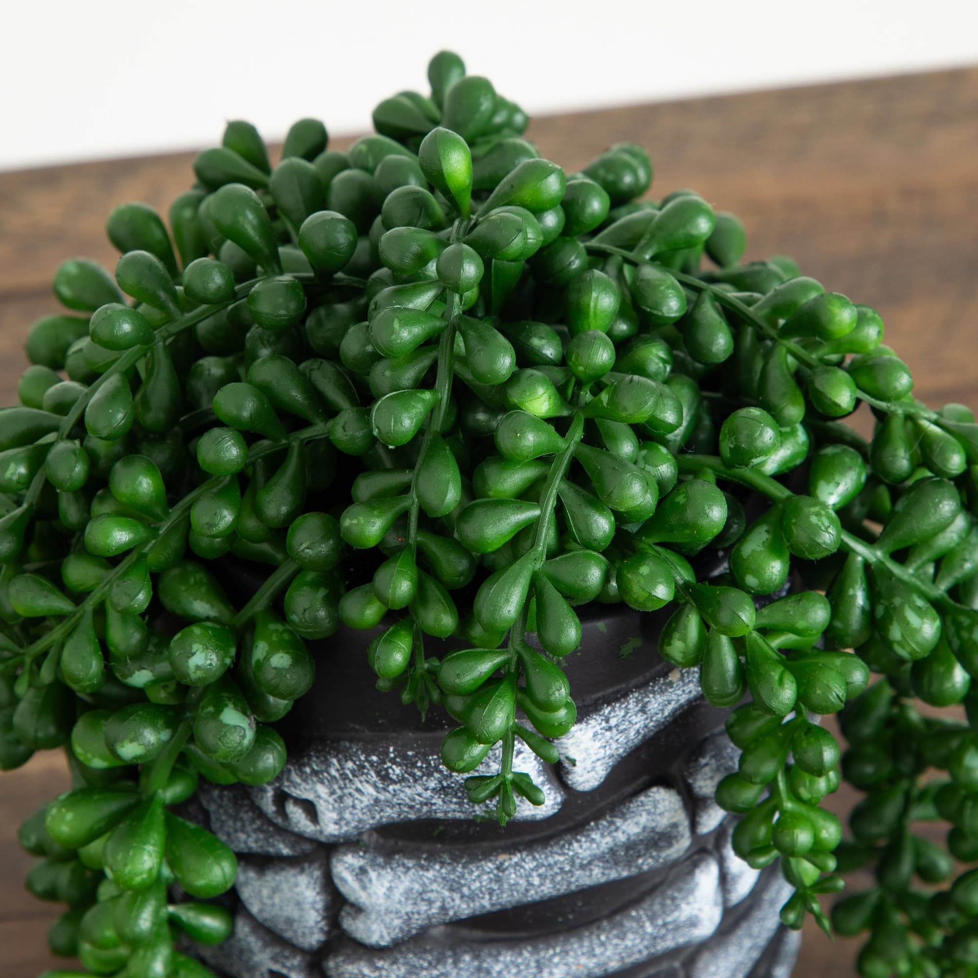 7" Artificial Halloween String of Pearls in Skeleton Hand Planter