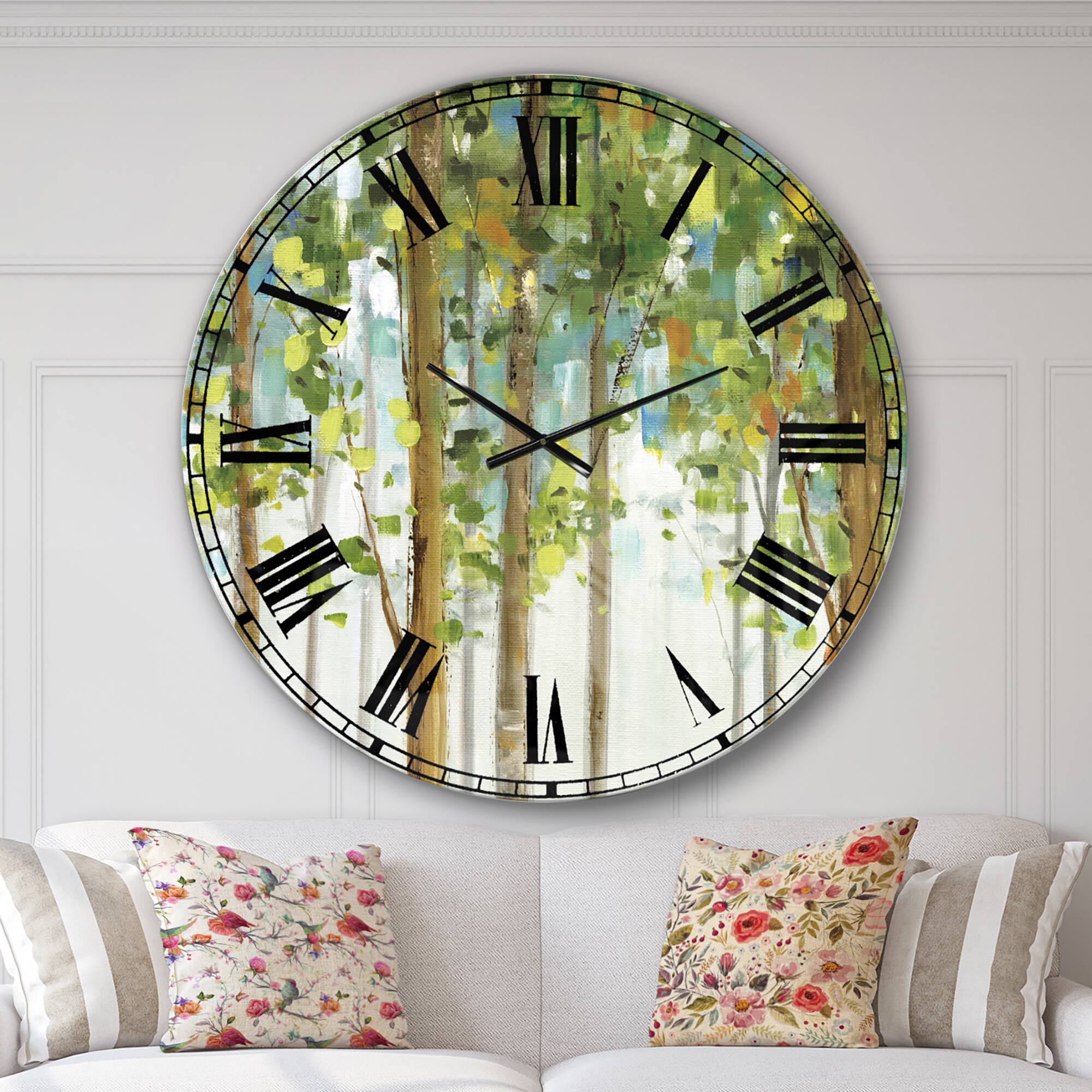 Designart 'Green Forest Study Traditional Wall Clock