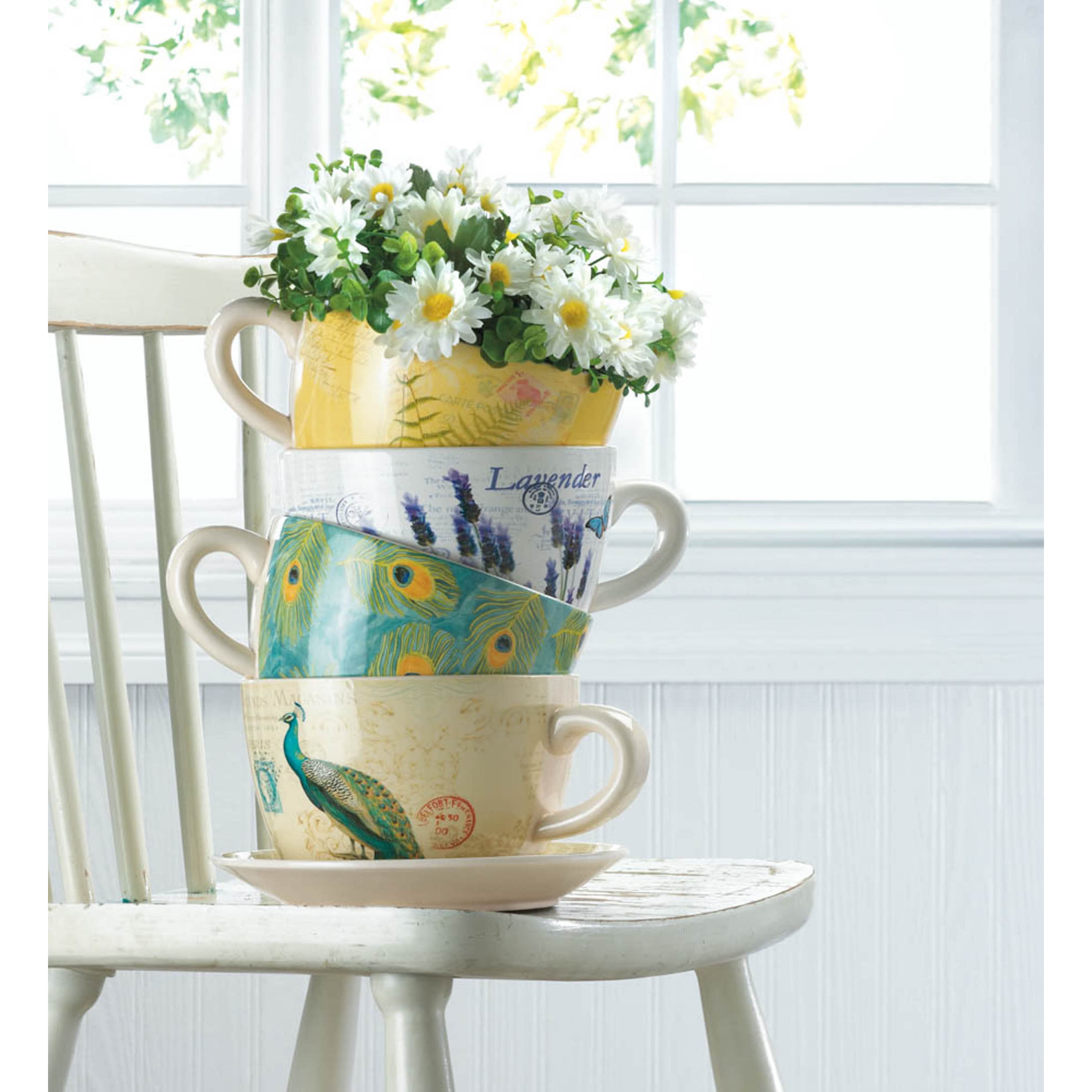 4.5'' Peacock Feather Teacup Planter