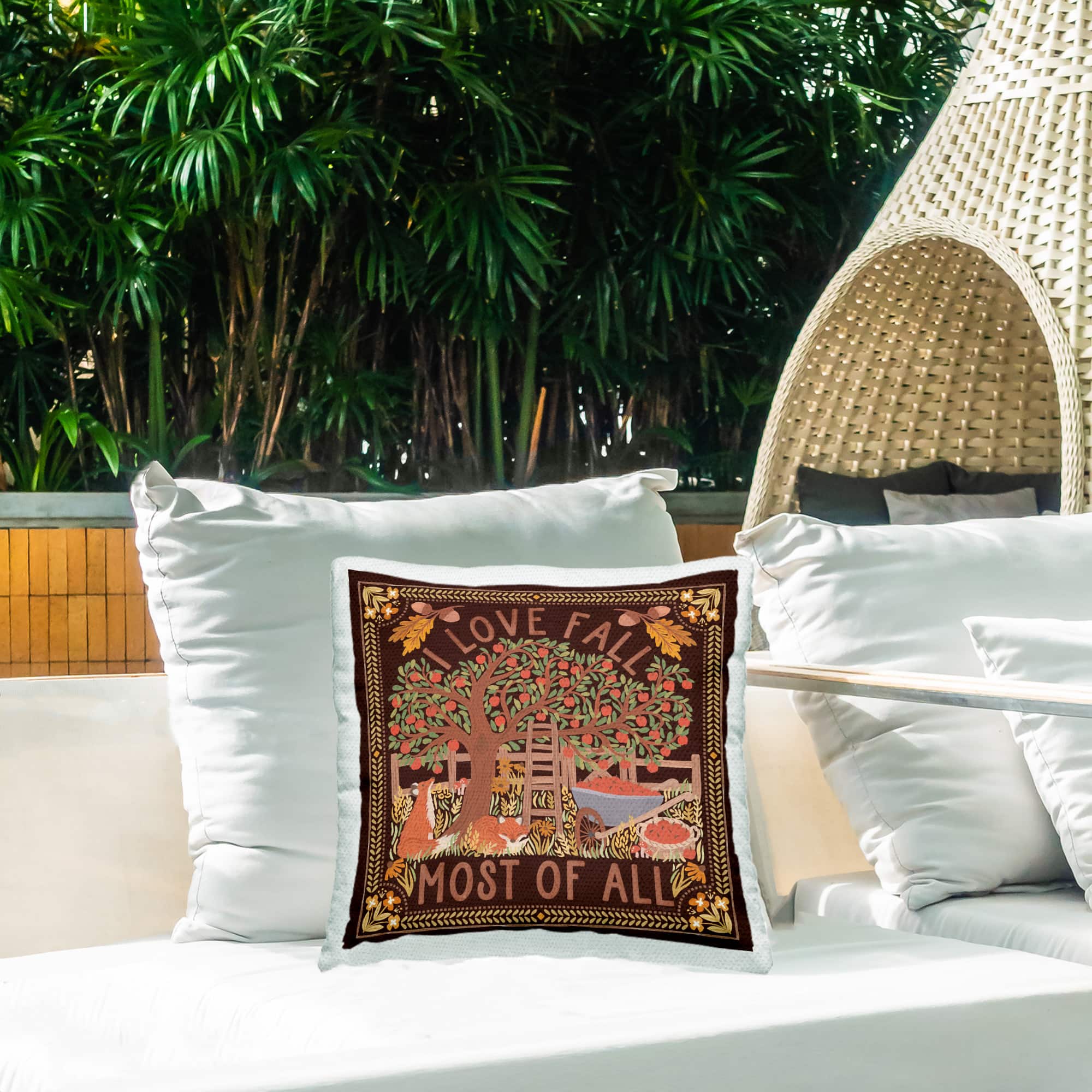 Stupell Industries Love Fall on Brown Outdoor Printed Pillow