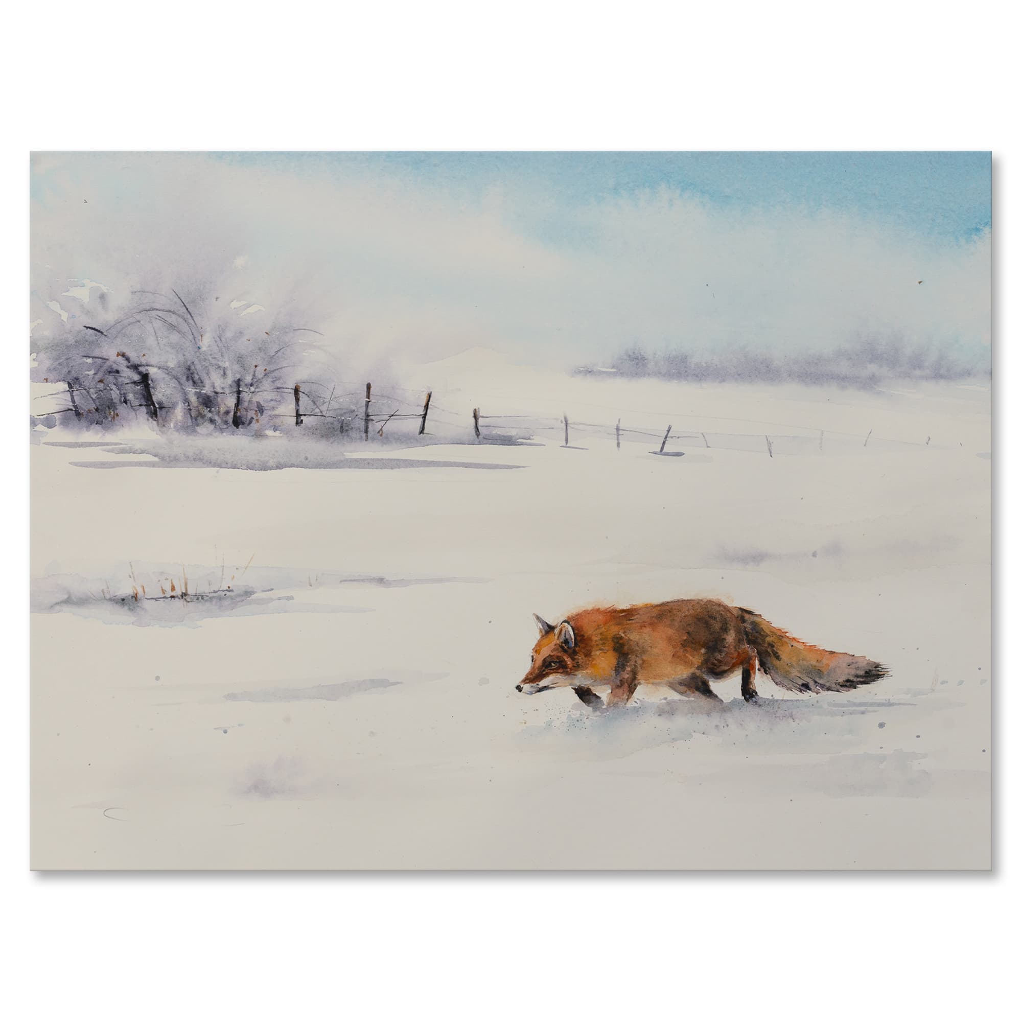 Designart - Red Fox Running In White Snow I - Farmhouse Canvas Wall Art Print