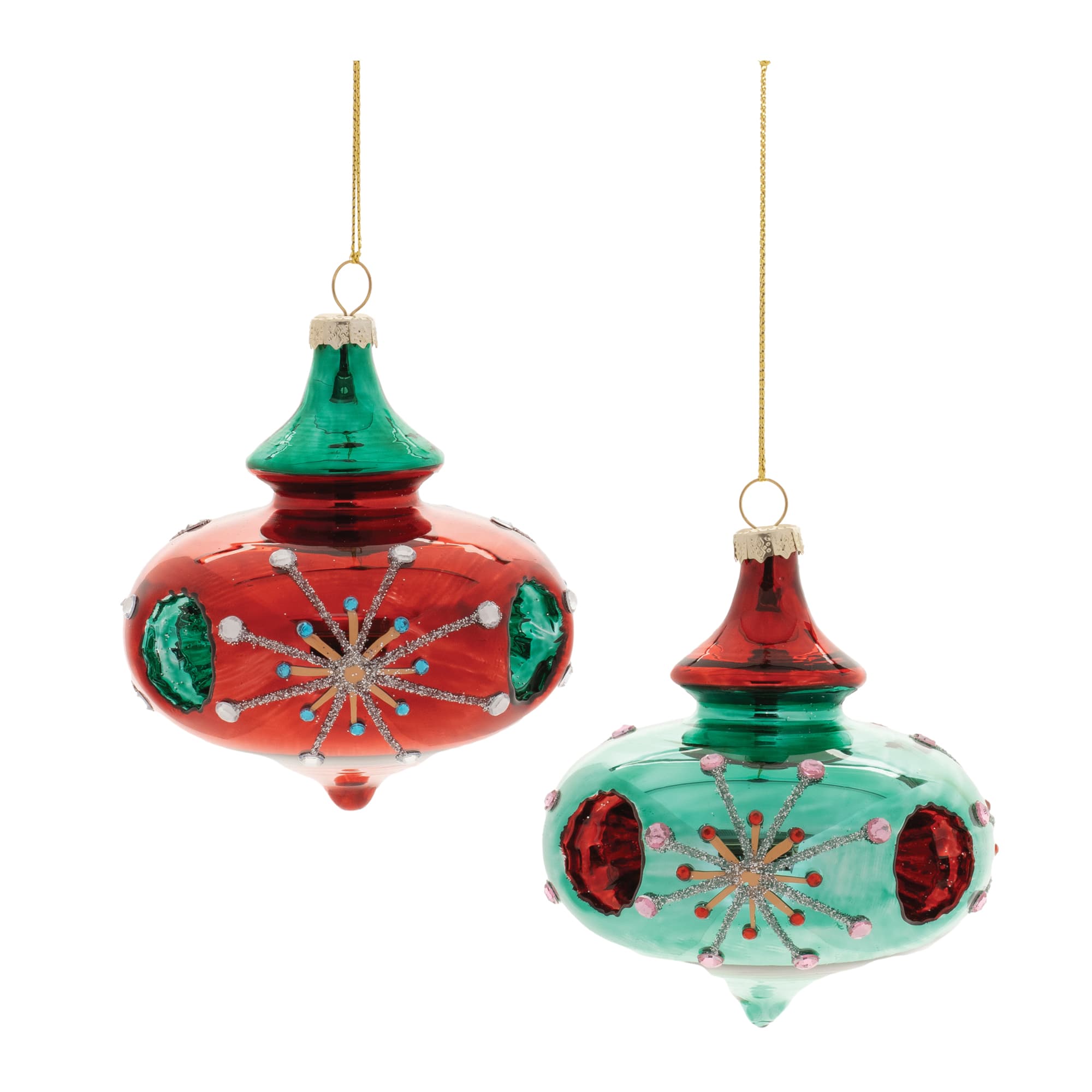 4" Glittered Glass Reflector Ornaments, 6ct.