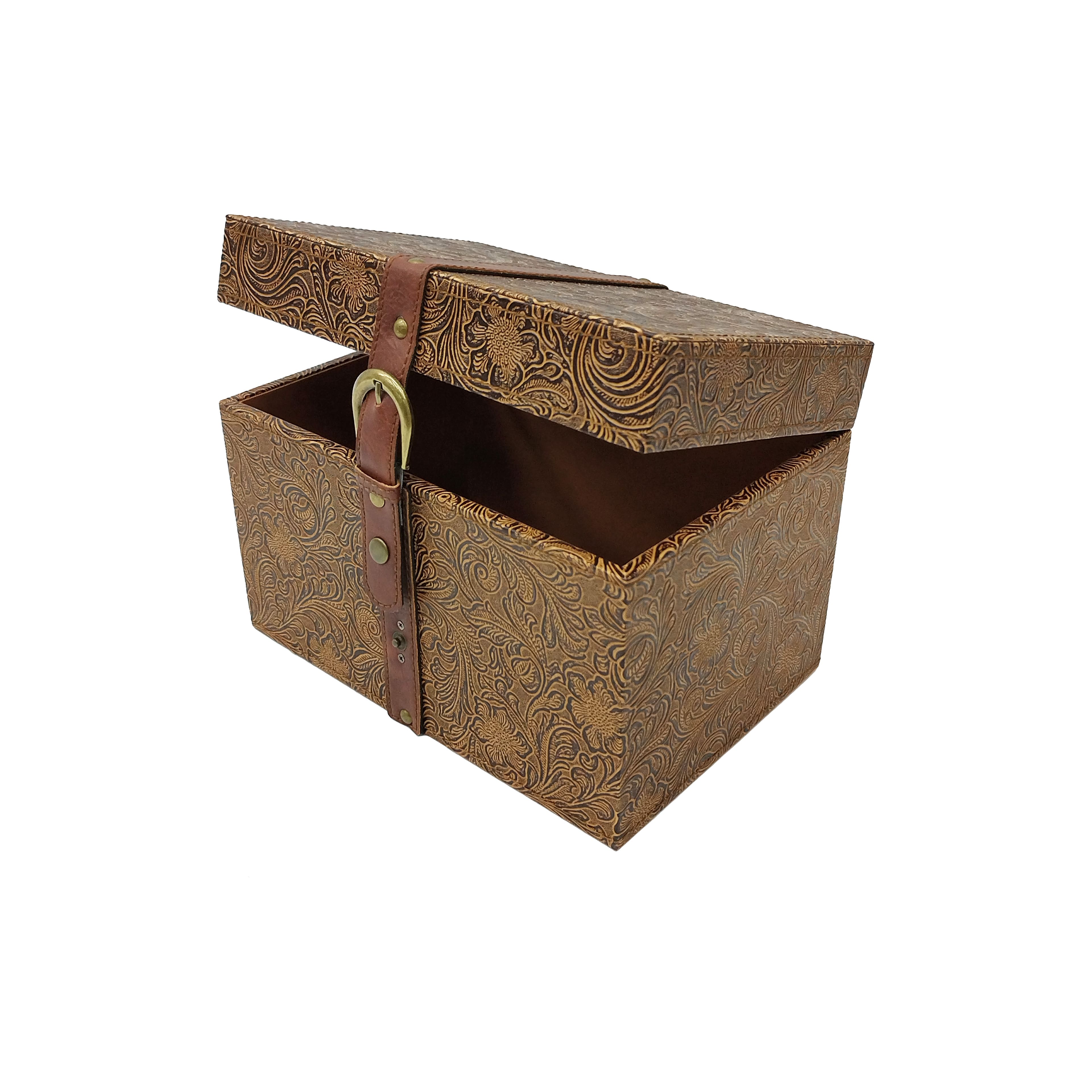 Brown Floral Embossed Faux Leather Box by Ashland