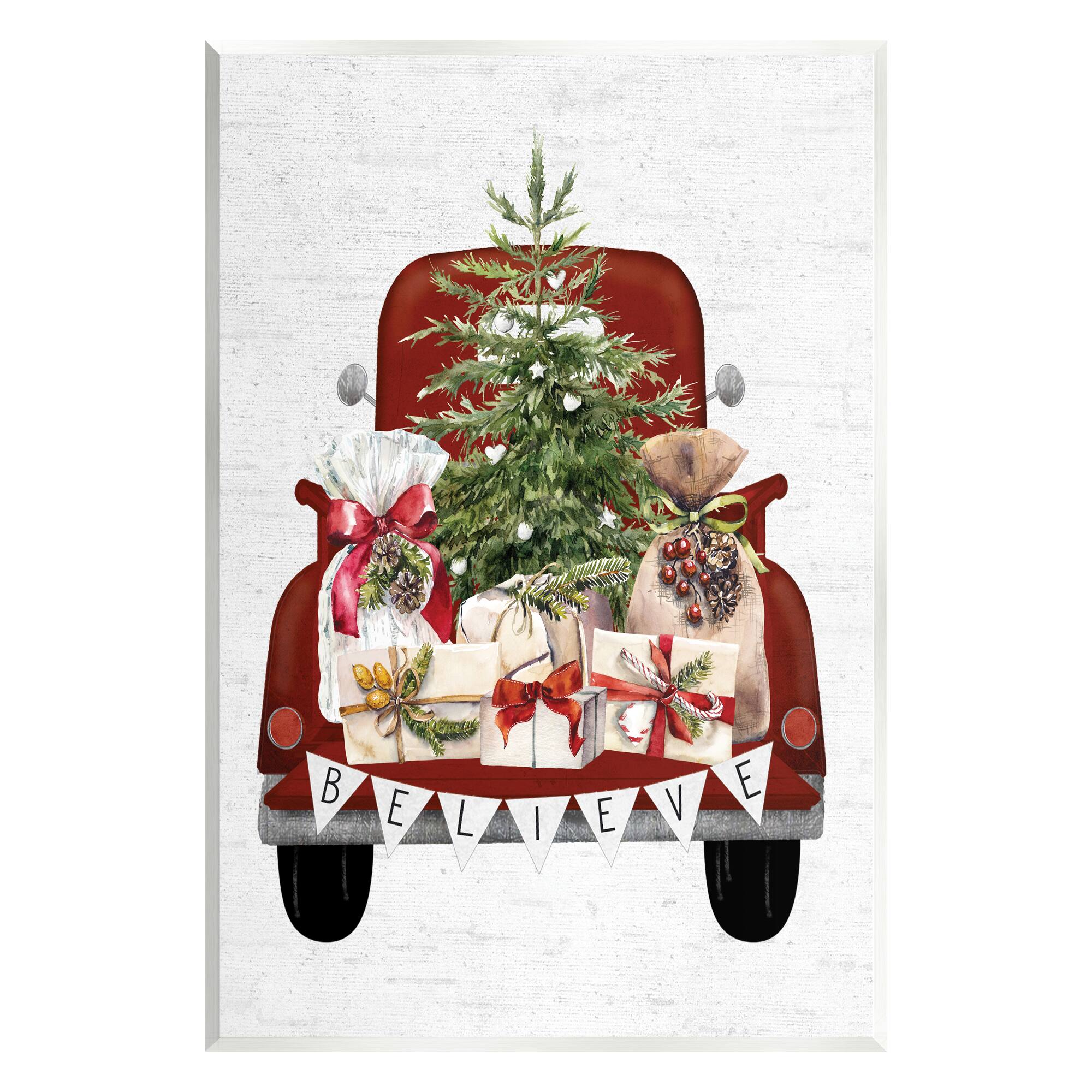 Stupell Industries Believe Seasonal Christmas Truck Wall Plaque Art