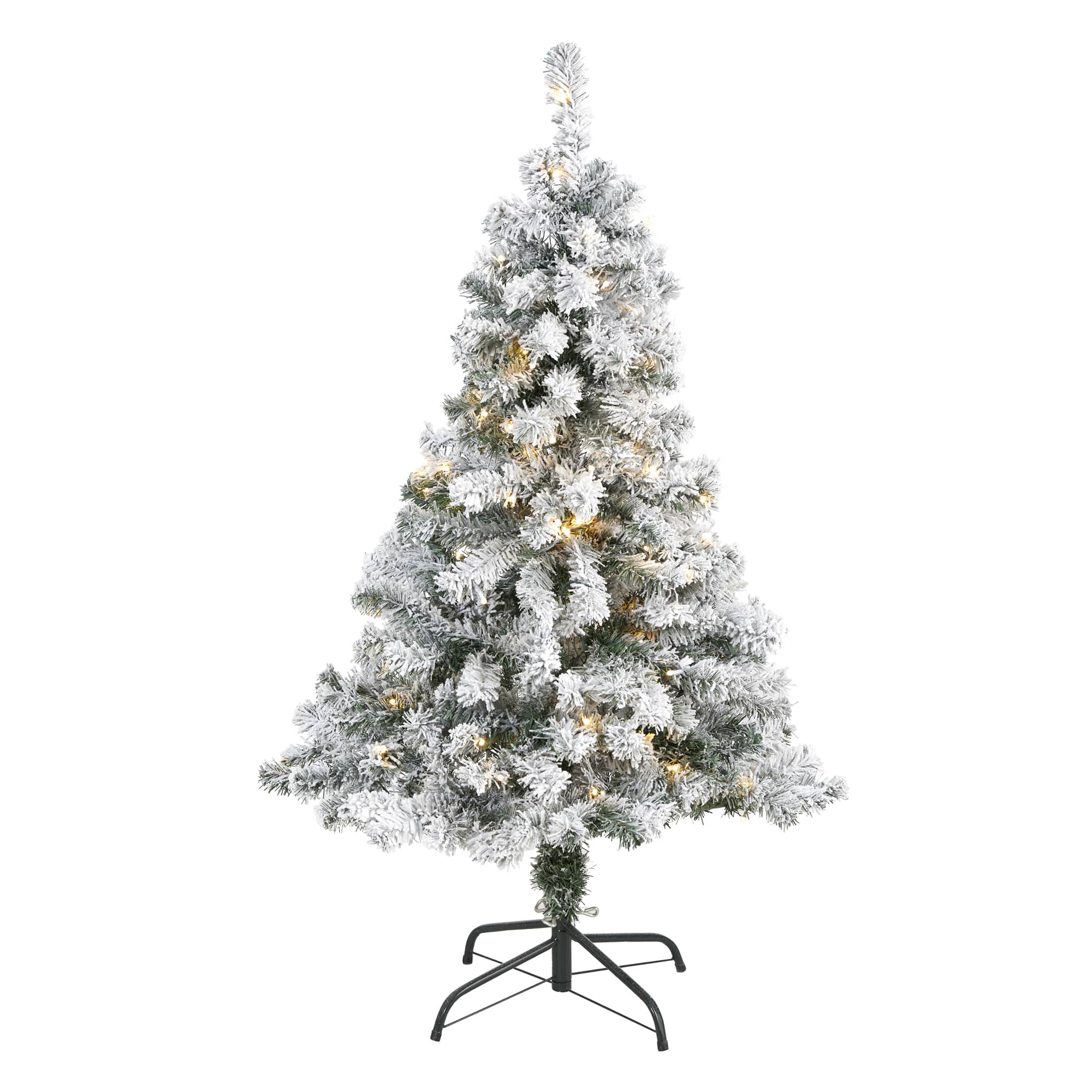 4ft. Pre-Lit Flocked Rock Springs Spruce Artificial Christmas Tree with Clear LED Lights