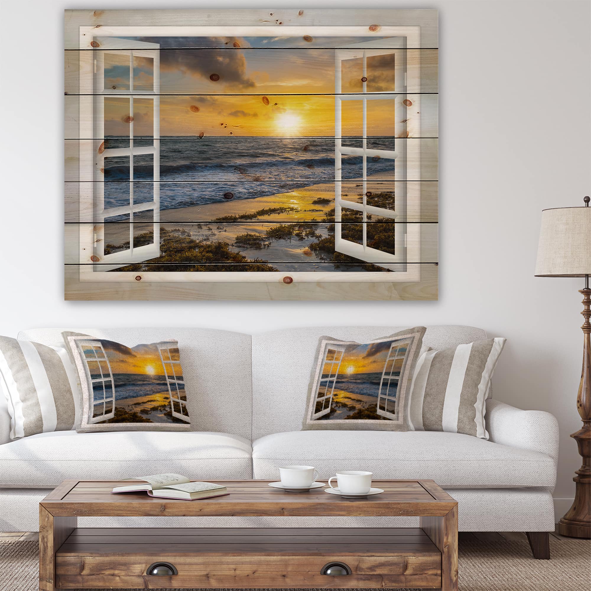 Designart - Open Window to Bright Yellow Sunset