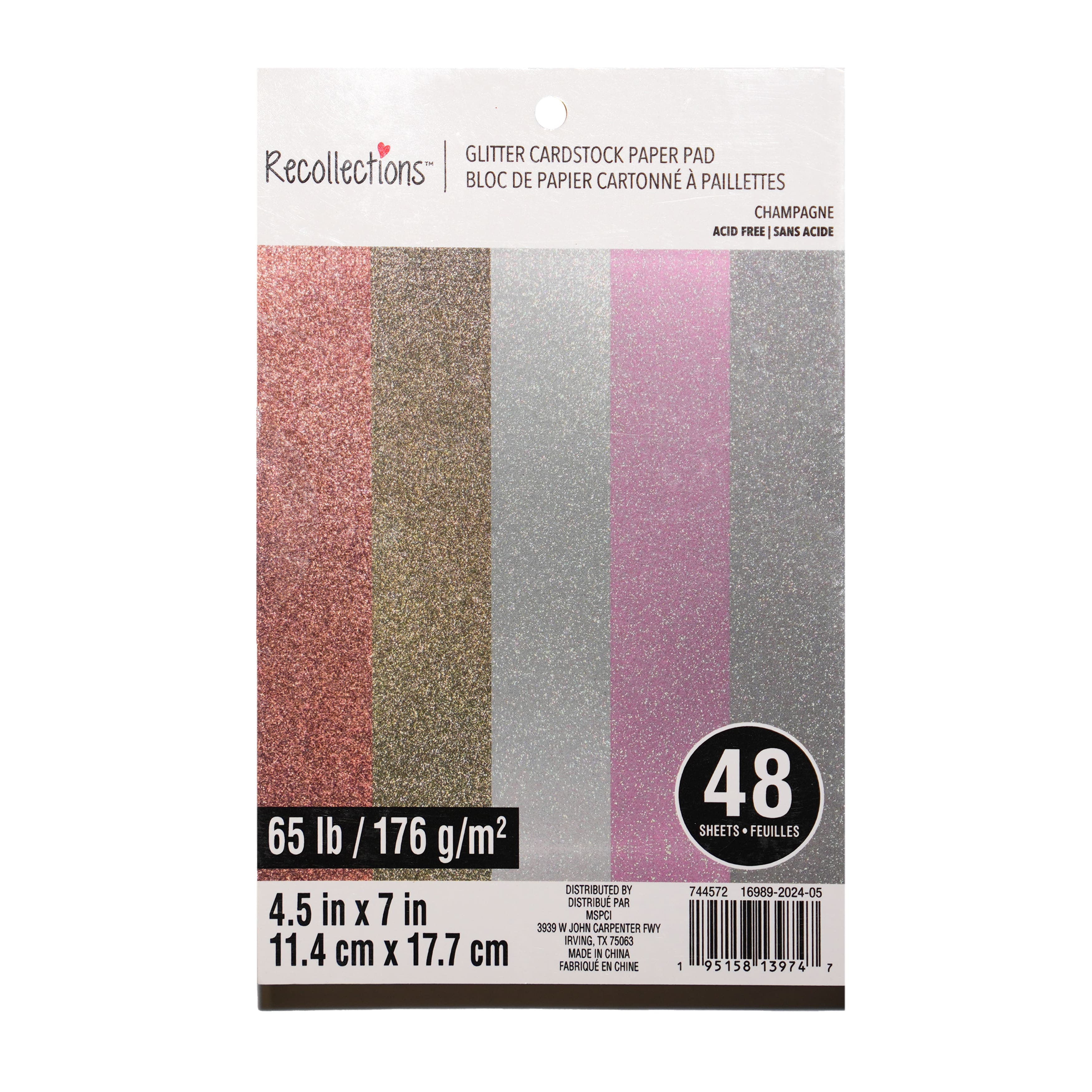 6 Pack: 4.5" x 7" Champagne Glitter Cardstock Paper Pad by Recollections™