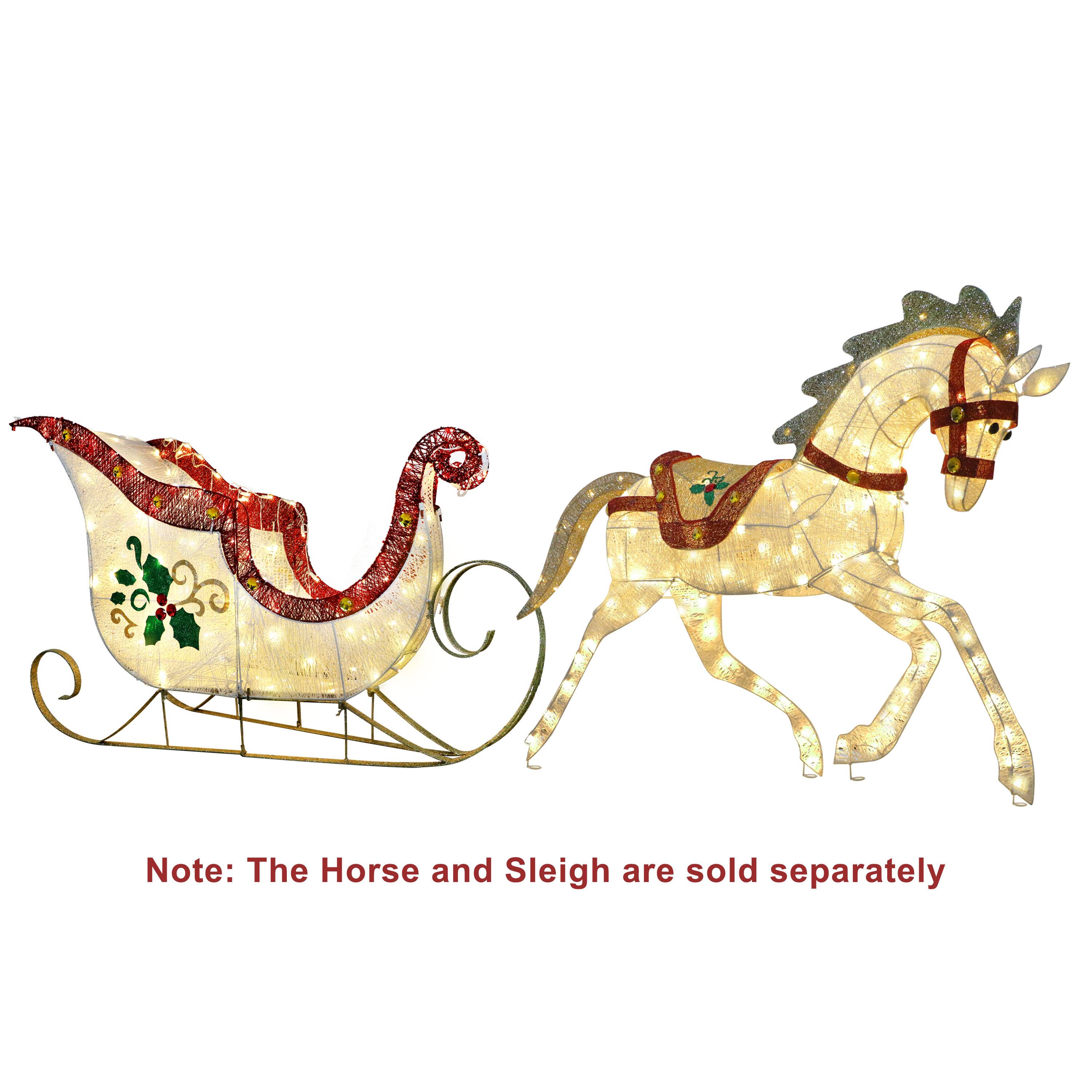 Puleo International 32" Pre-Lit Sleigh Christmas Holiday Décor with Warm White LED Lights