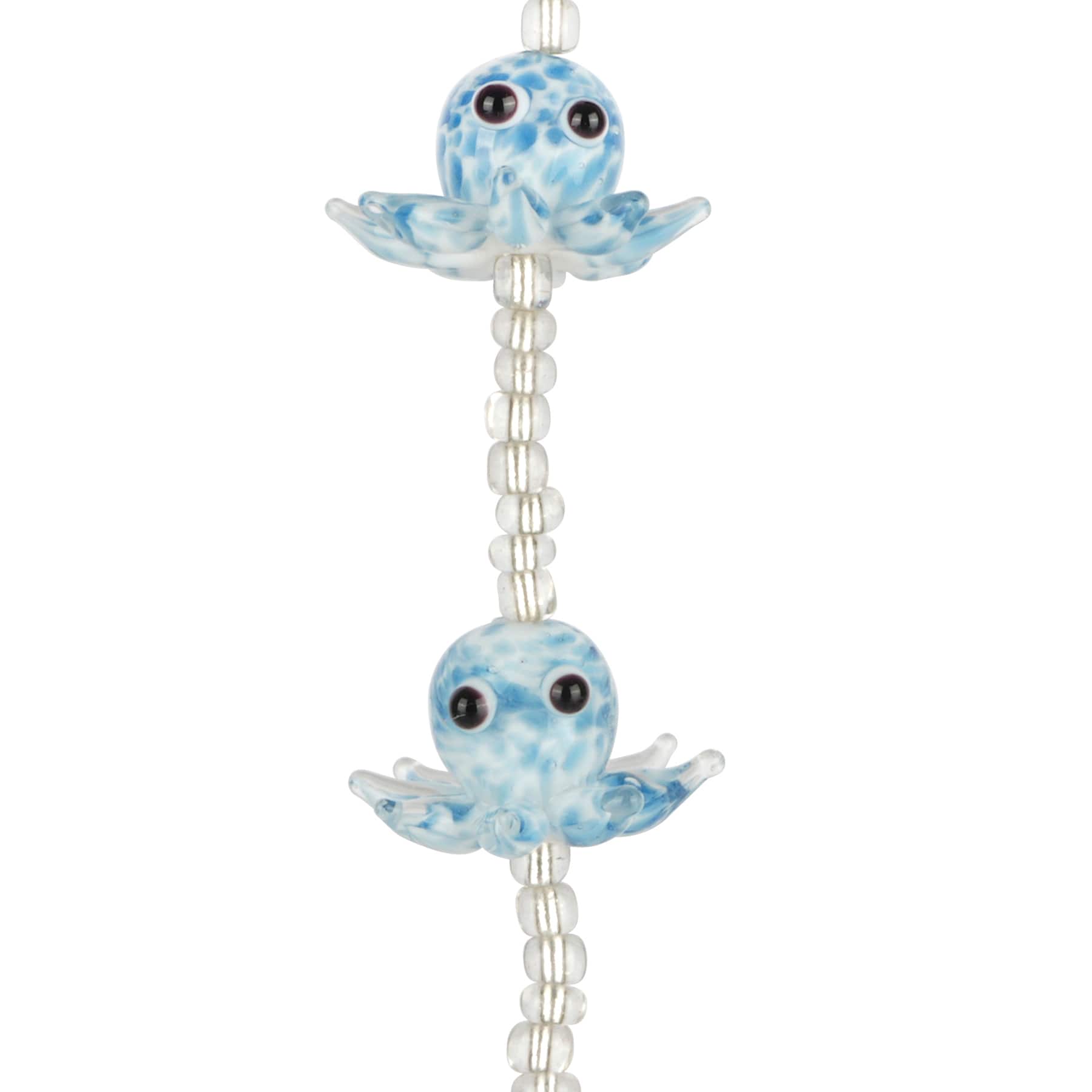 Assortiment de perles en verre travaillé à la flamme en forme de pieuvre bleues de Bead Landing