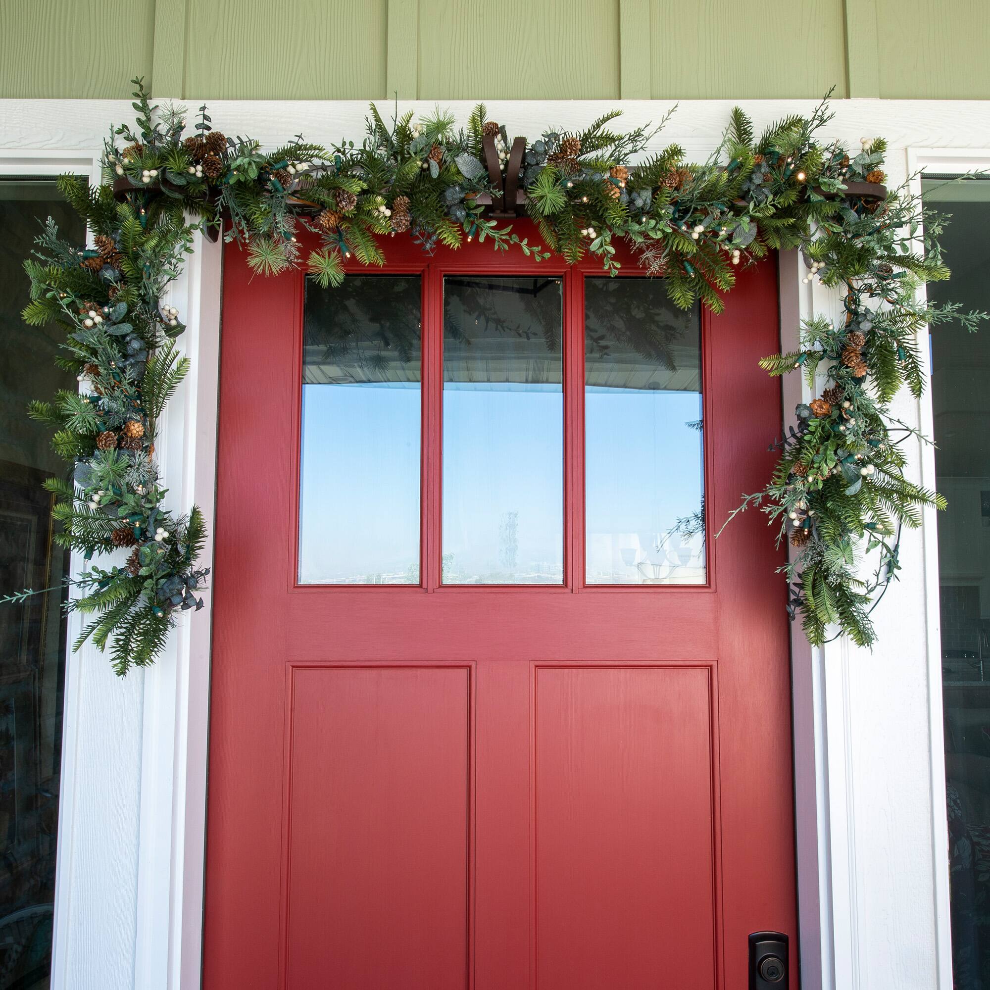 Village Lighting 9ft. Pre-Lit LED Rustic White Berry Christmas Garland