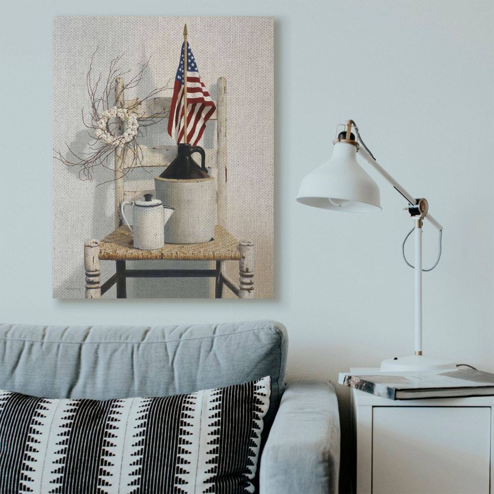Stupell Industries American Flag Rustic Things Still Life Wall Art