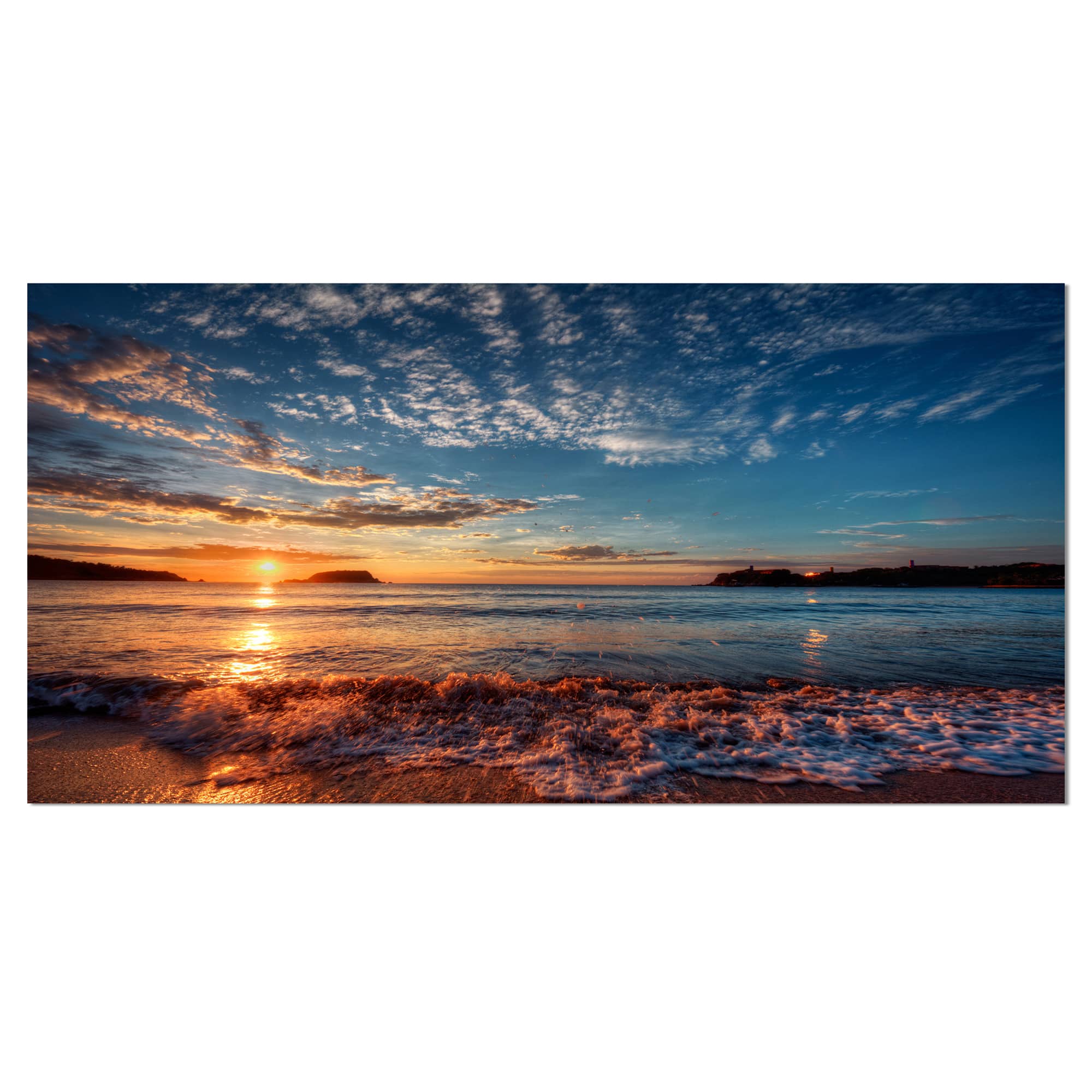 Designart - Tranquil Beach and Whimsical Clouds - Seashore Photo