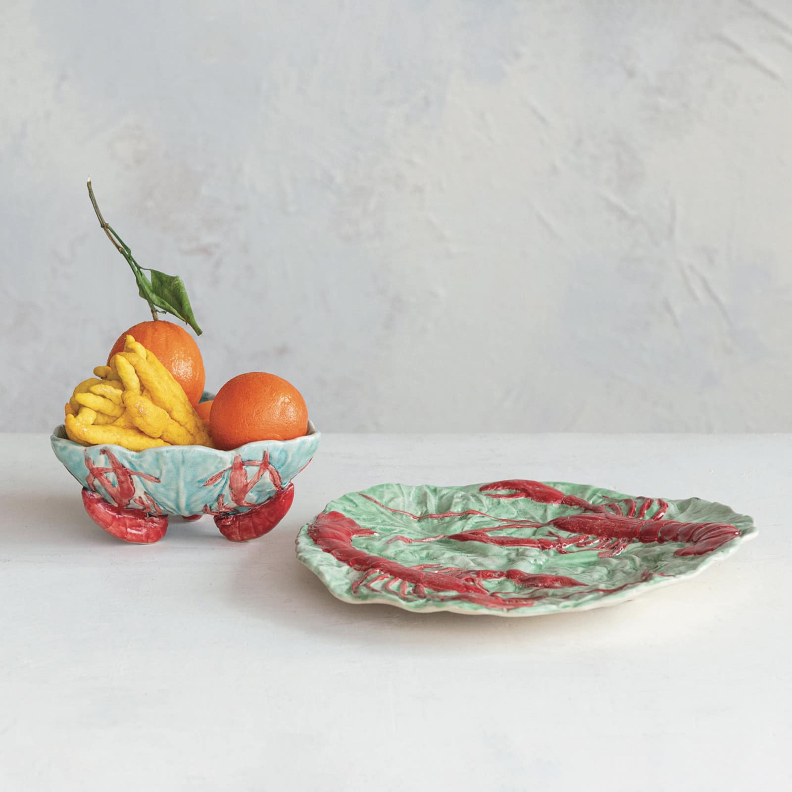 Hello Honey® 10.25" Red & Blue Lobster Feast Stoneware Plates, 6ct.