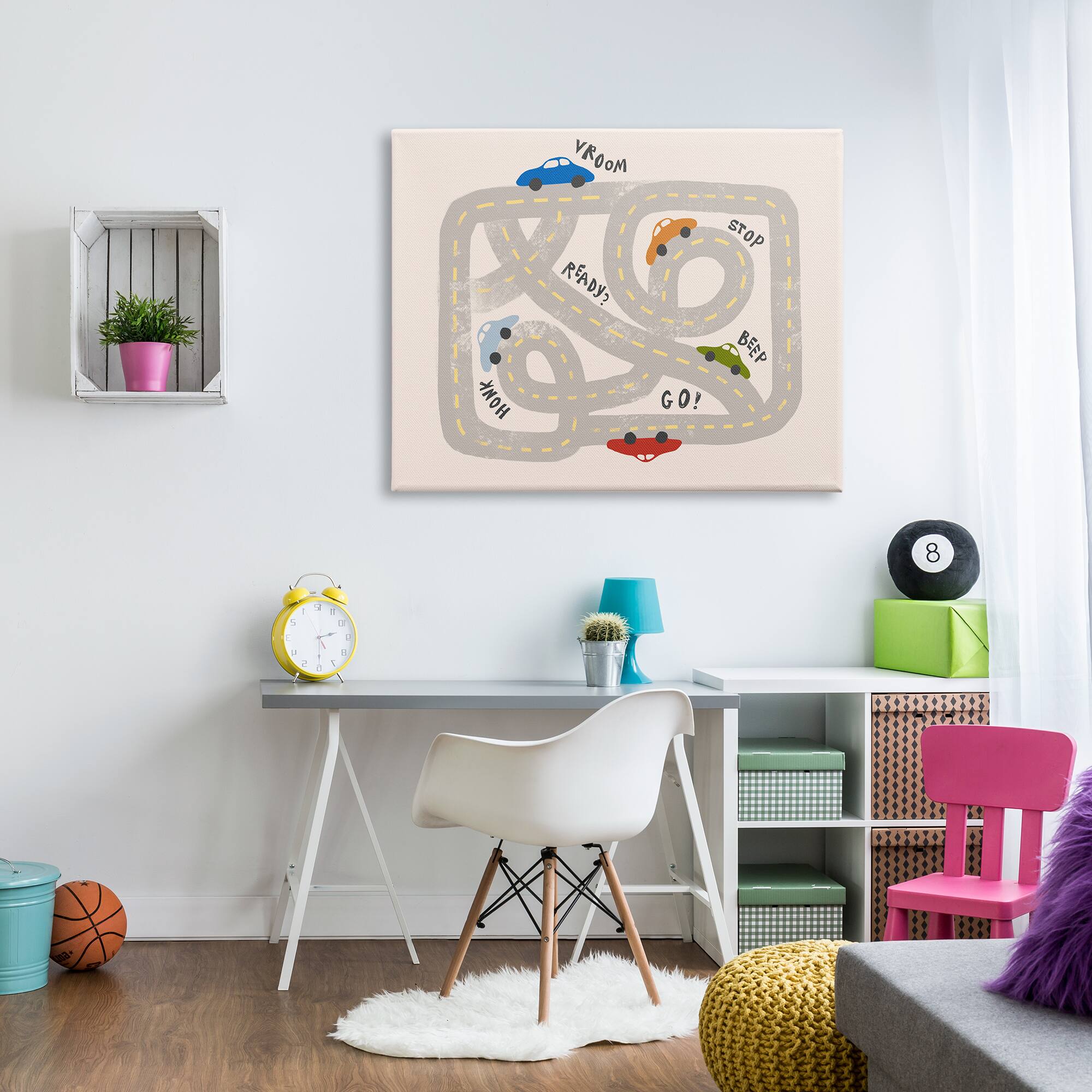 Stupell Industries Kid's Cartoon Car Road Map Fun Playful Streets Canvas Wall Art