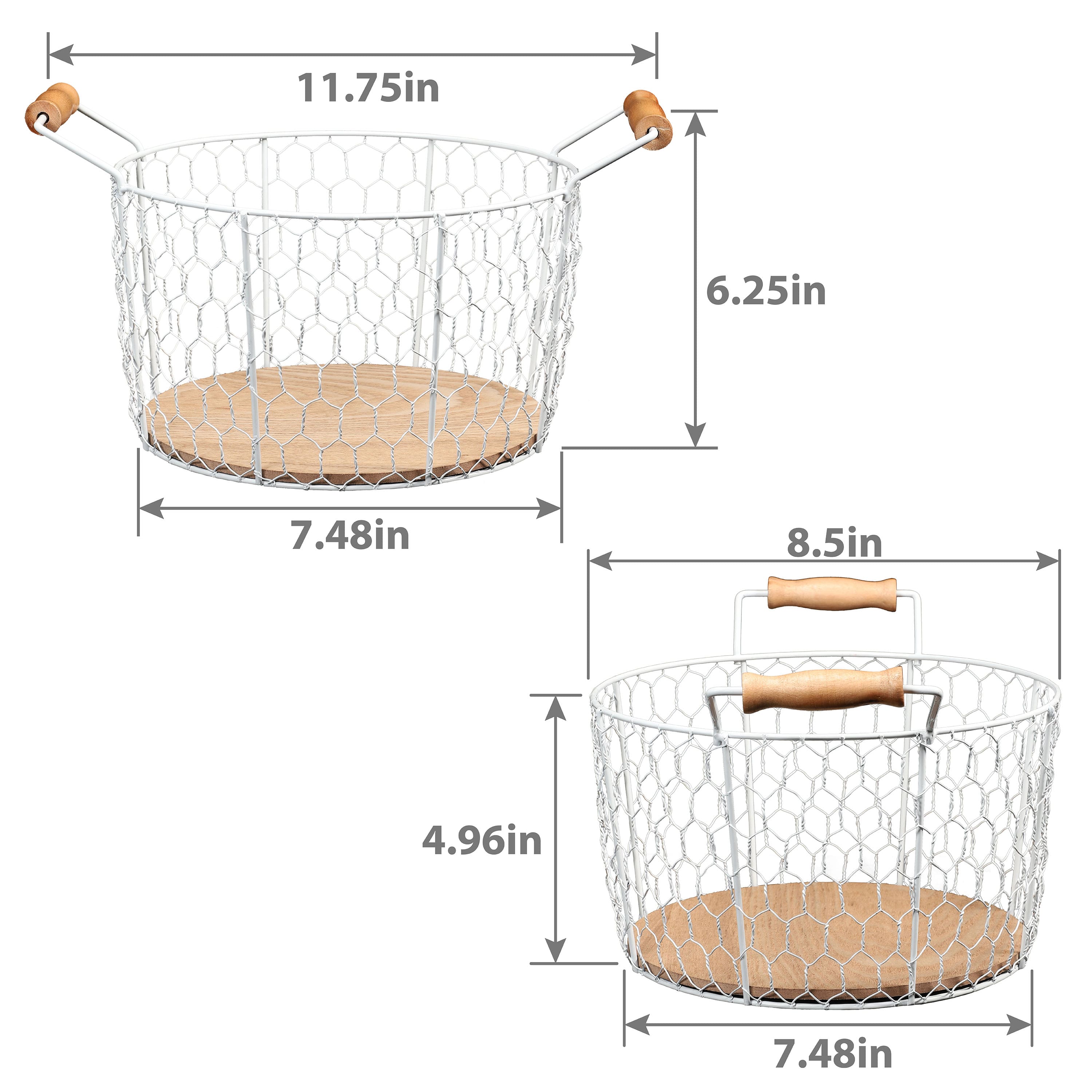 6 Pack: 12" Chicken Wire Basket with Wood Look Base