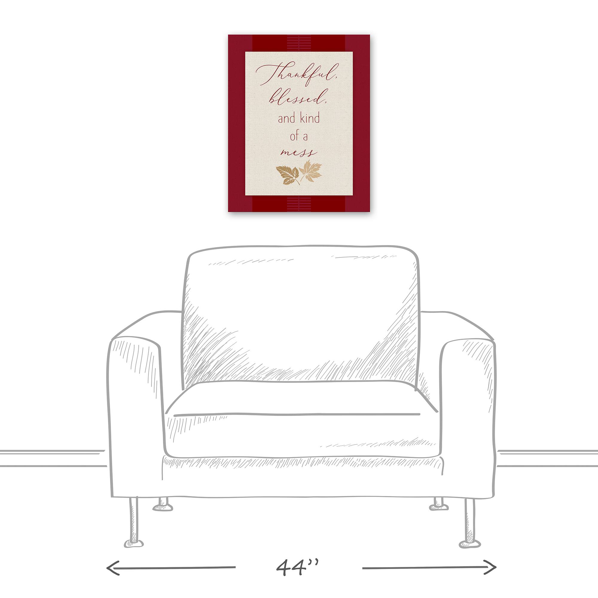Thankful Blessed Mess Leaves Canvas Wall Art