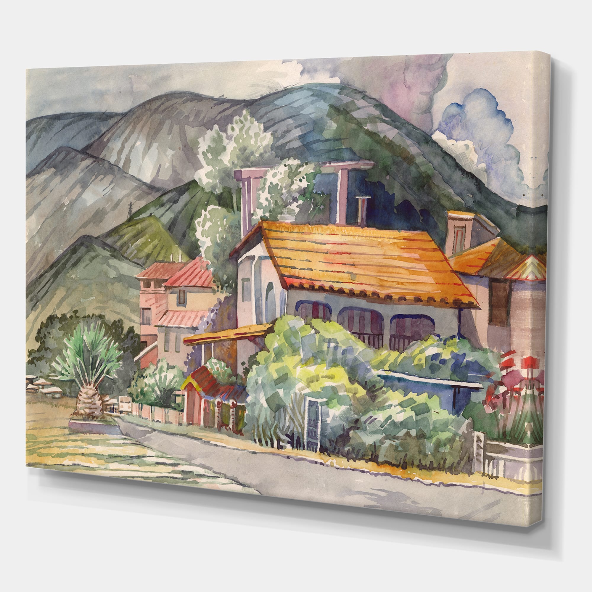 Designart - Greek Landscape Off The Coast Of The Aegean Sea - Traditional Canvas Wall Art Print