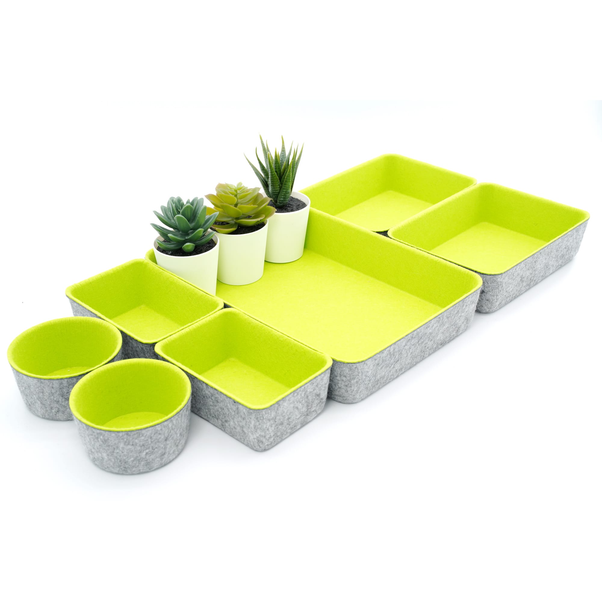Welaxy 7 Piece Felt Round Cups & Trays Drawer Organizer Set