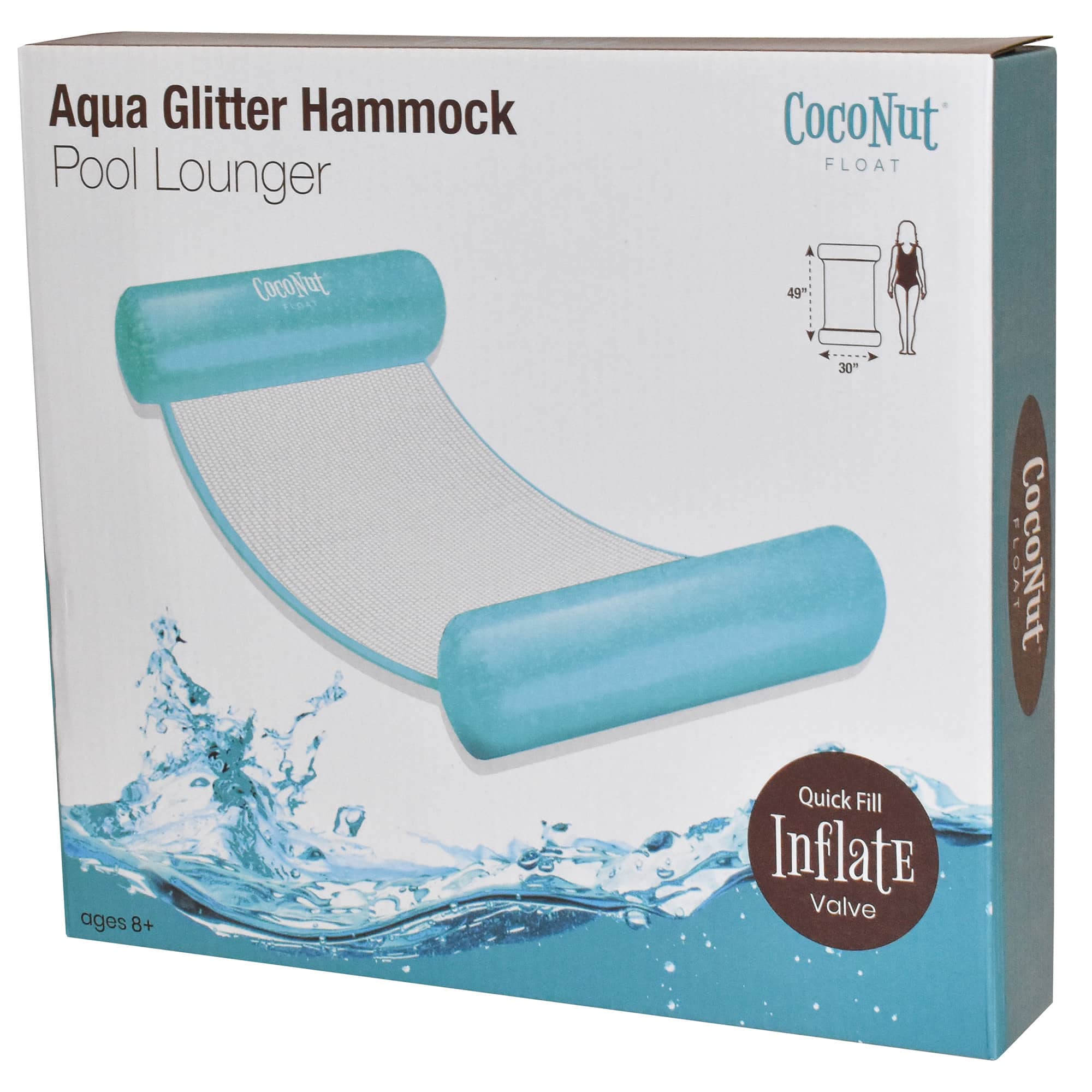 CocoNut Float 4ft. Aqua Glitter Hammock Pool Lounger