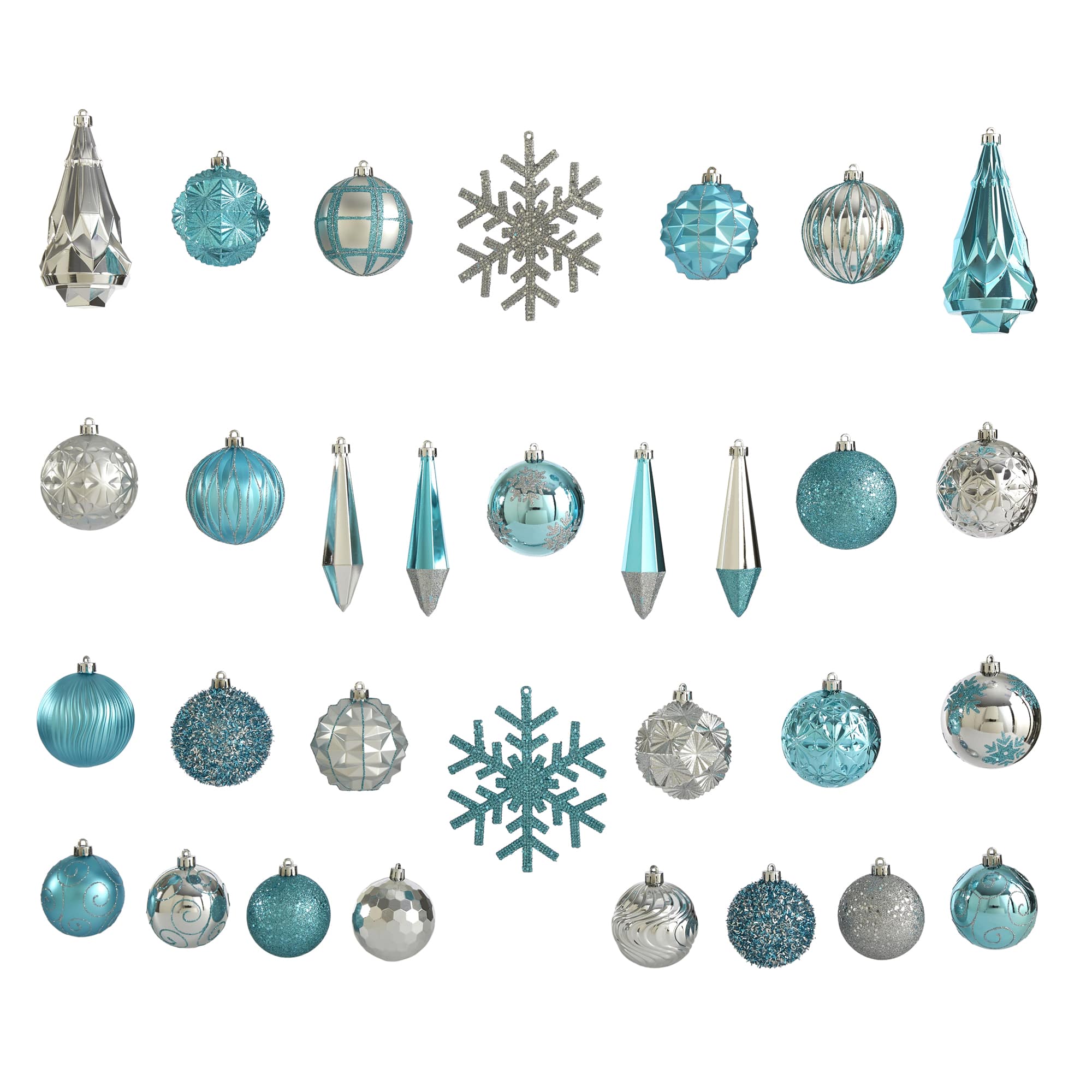 52ct. 6" Blue & Silver Shatterproof Ornament Set