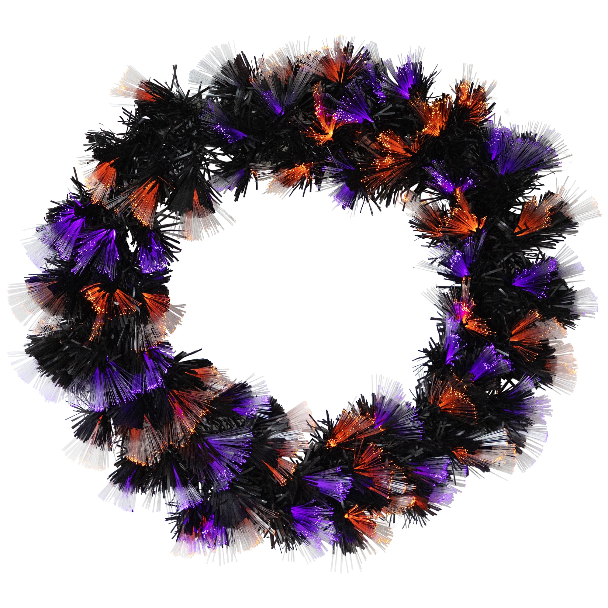 Northlight 24" Fiber Optic Multi-Function Orange & Purple LED Artificial Black Halloween Wreath | Michaels®