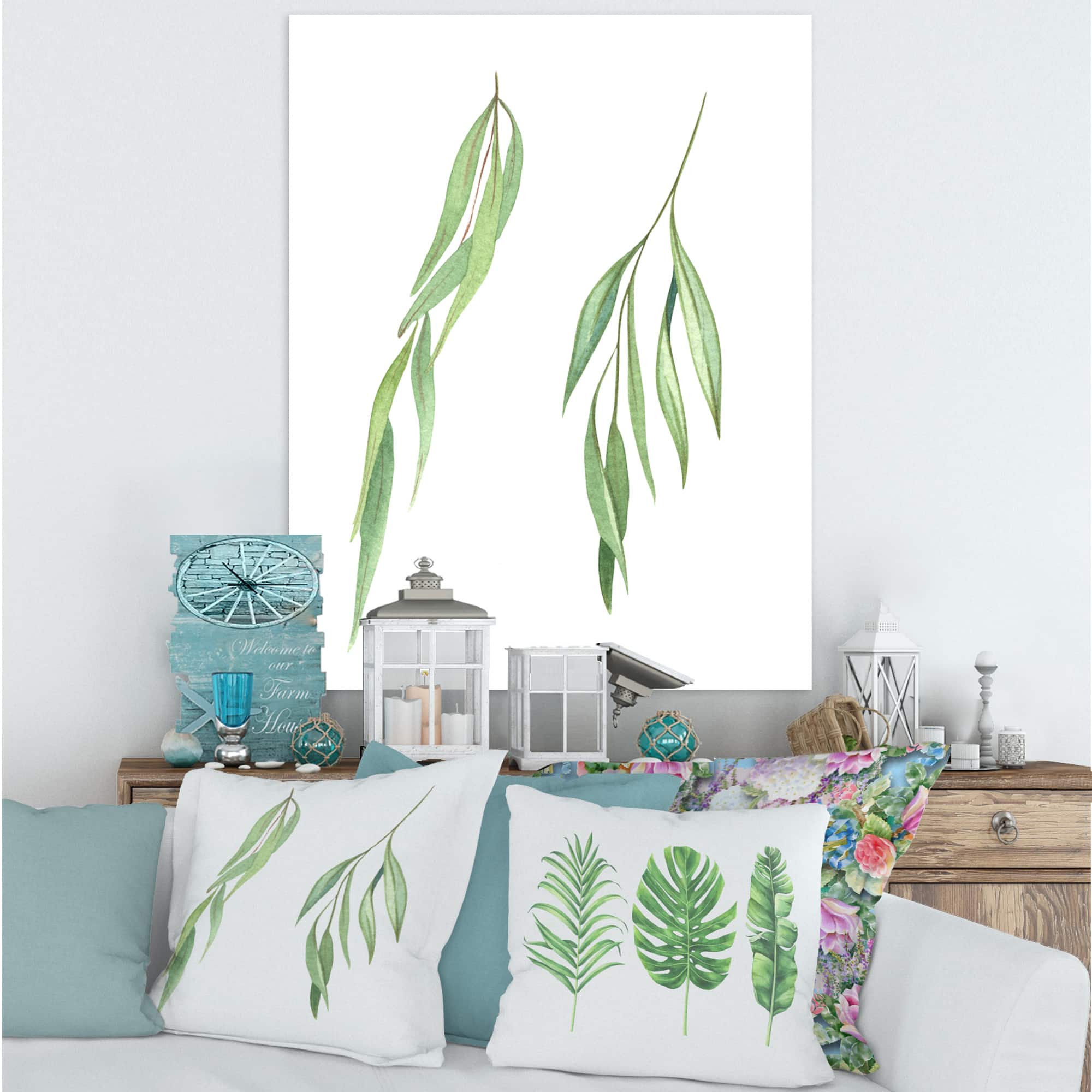 Designart - Two Willow Branches - Farmhouse Canvas Wall Art Print