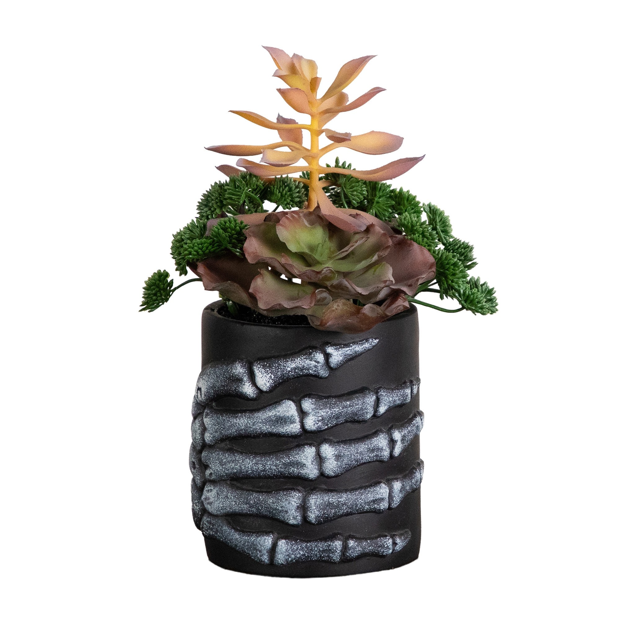 9" Artificial Halloween Succulent Garden in Skeleton Hand Planter