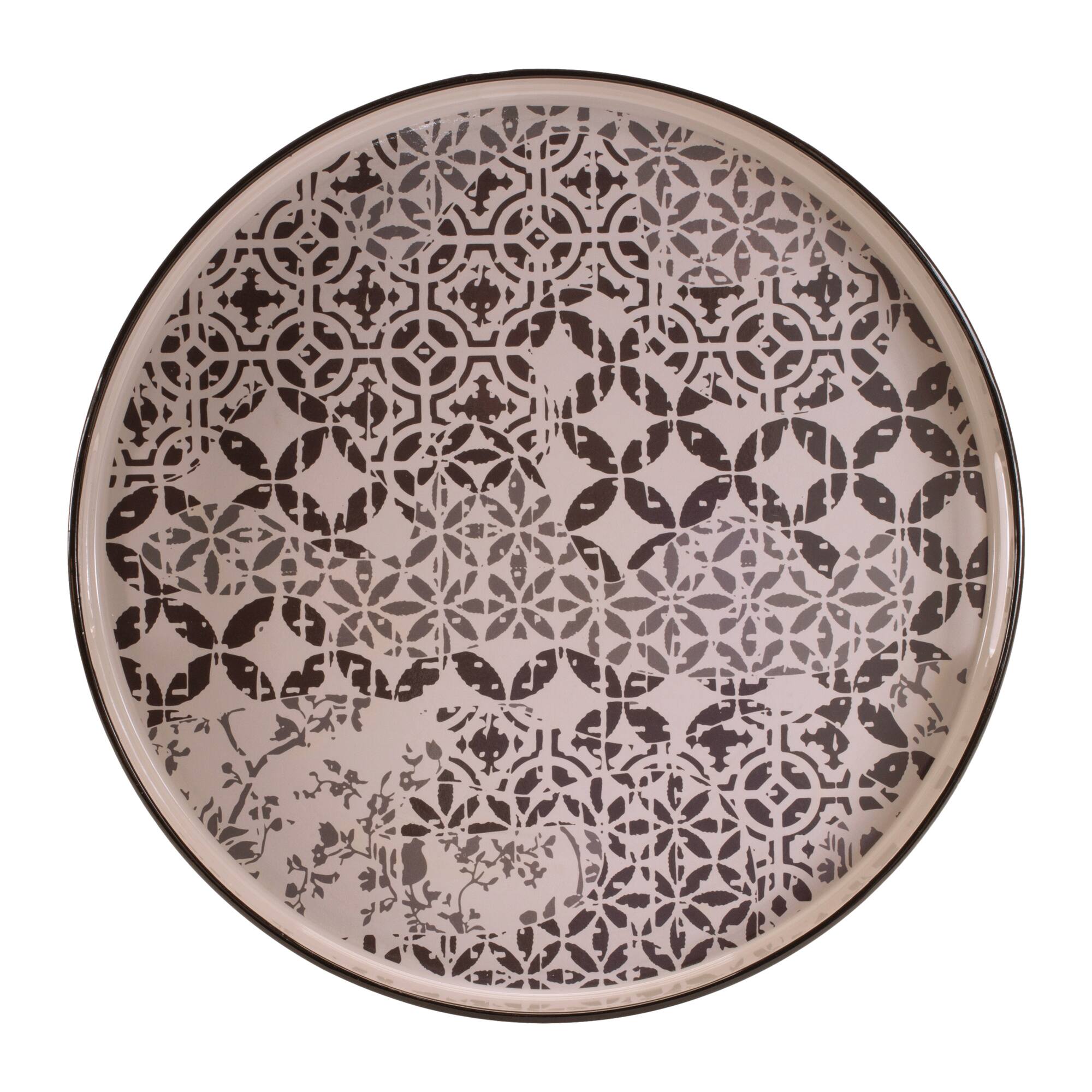 13.5" Ornate Geometric Print Round Tray