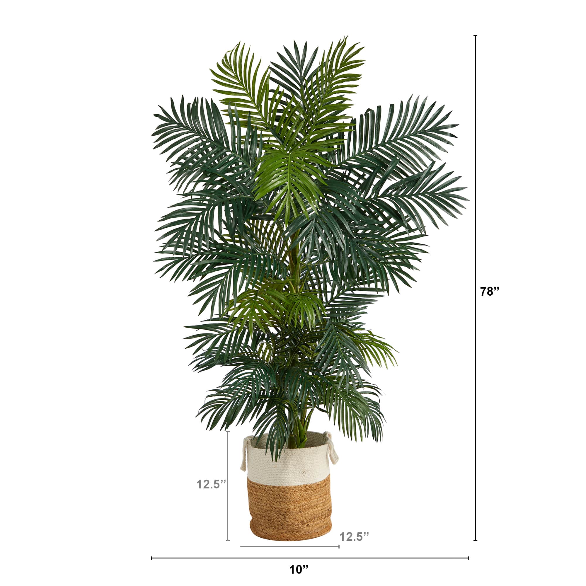 6.5ft. Golden Cane Artificial Palm Tree in Handmade Natural Jute and Cotton Planter