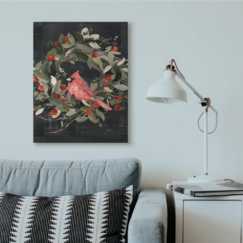 Stupell Industries Red Cardinal In Wreath Design Canvas Wall Art
