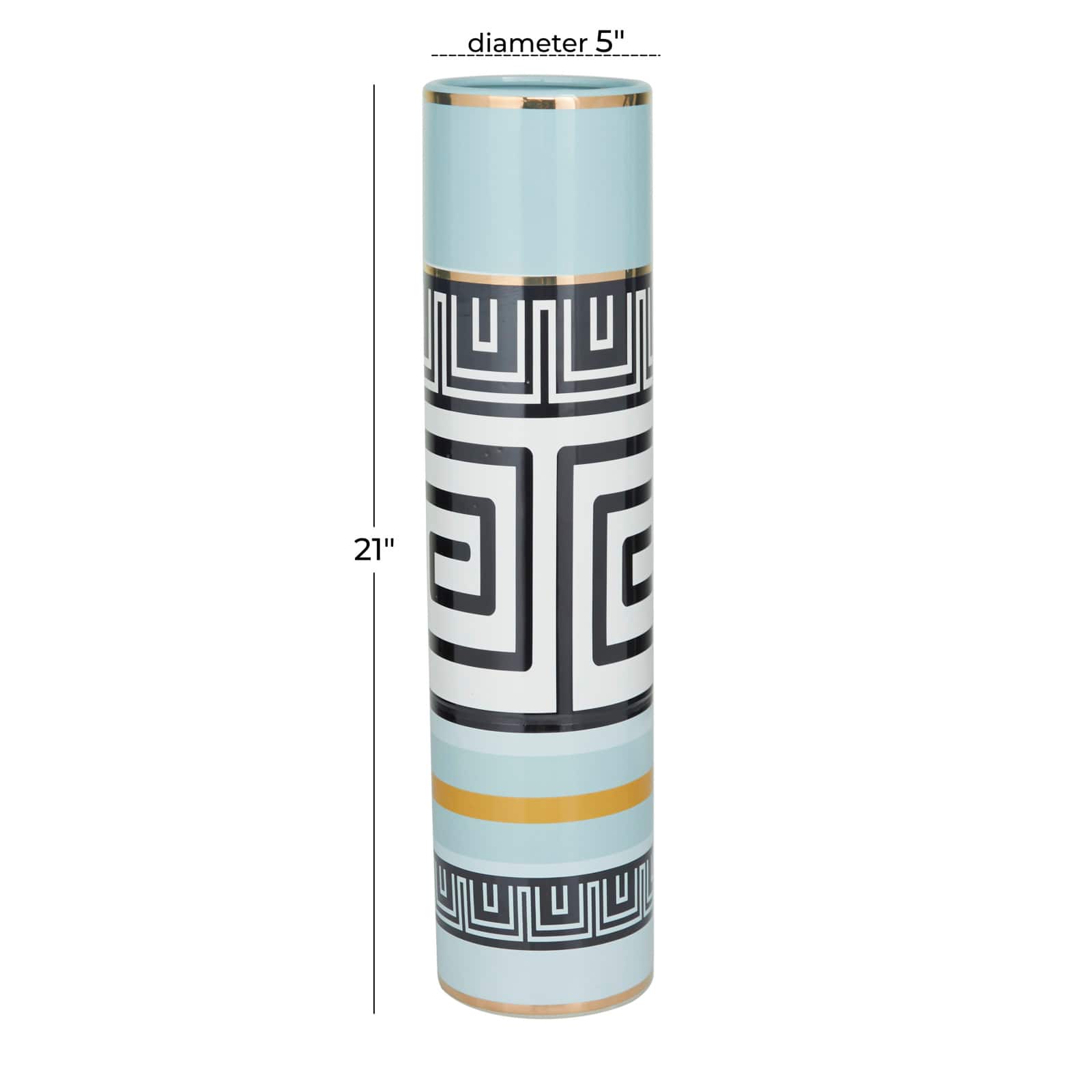 Teal Stoneware Modern Vase, 21" x 5" x 5"