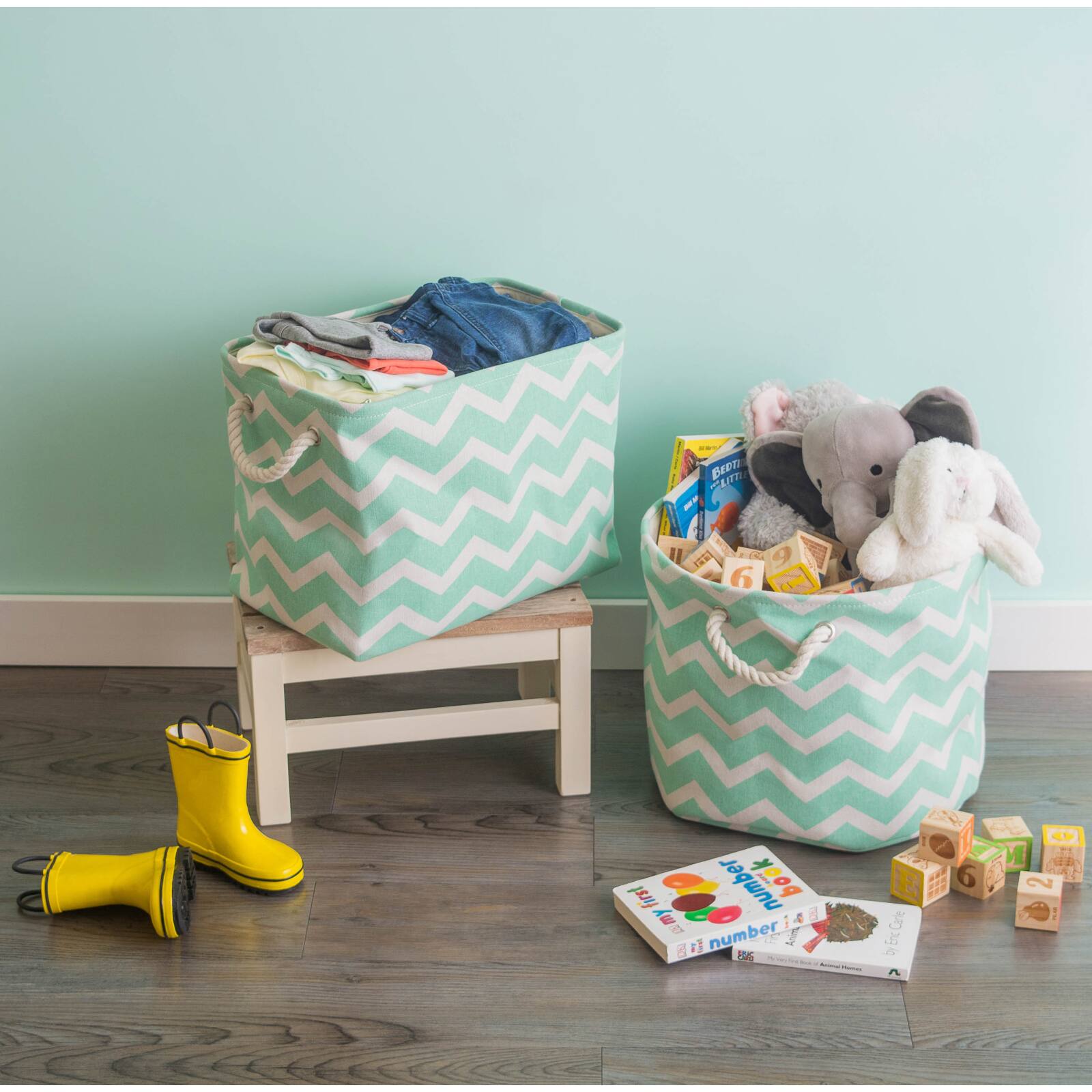 DII® 15" Round Chevron Fabric Bin