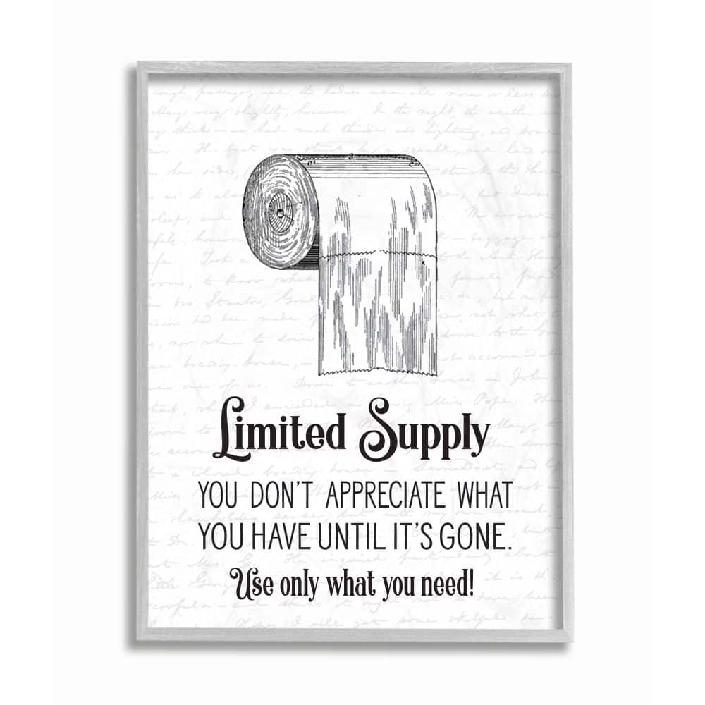 Stupell Industries Funny Limited Supply Bathroom Toilet Paper Home Quote Framed Wall Art