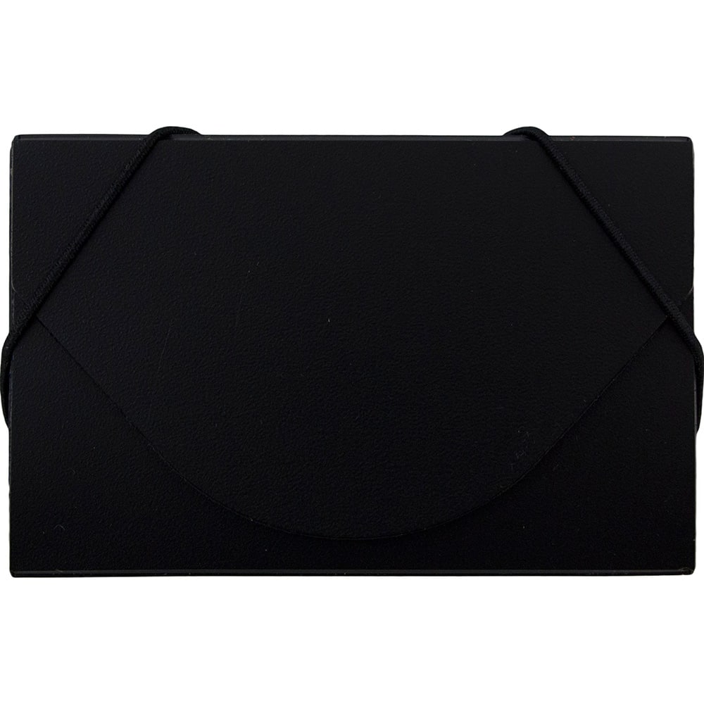 JAM Paper Black Plastic Business Card Holder Case with Round Flap