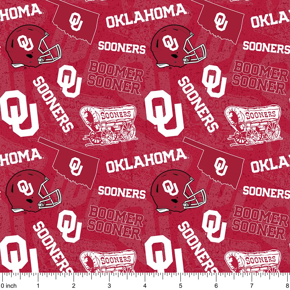 NCAA University of Oklahoma Sooners Logo Tone-on-Tone Cotton Fabric