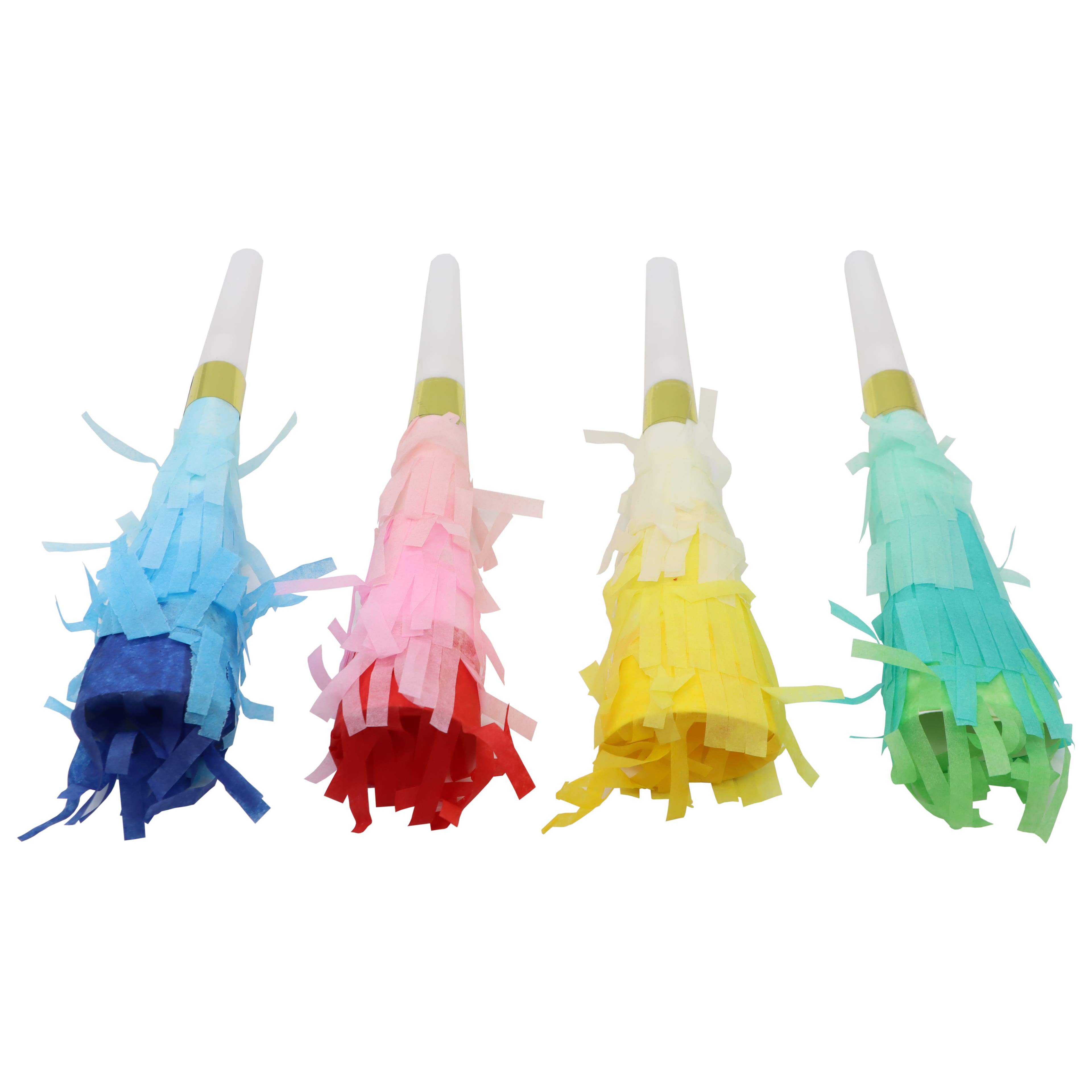 12 Packs: 4 ct. (48 total) 7" Multicolor Fringe Party Horns by Celebrate It™