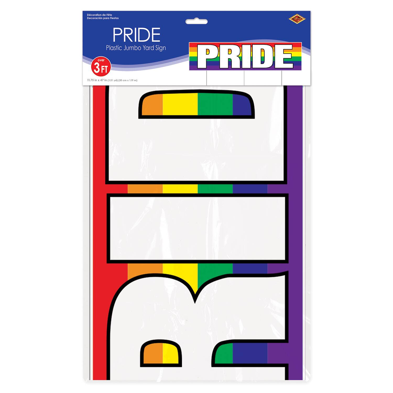 Beistle 11.75" x 47" Pride Plastic Jumbo Tri-Fold Yard Sign